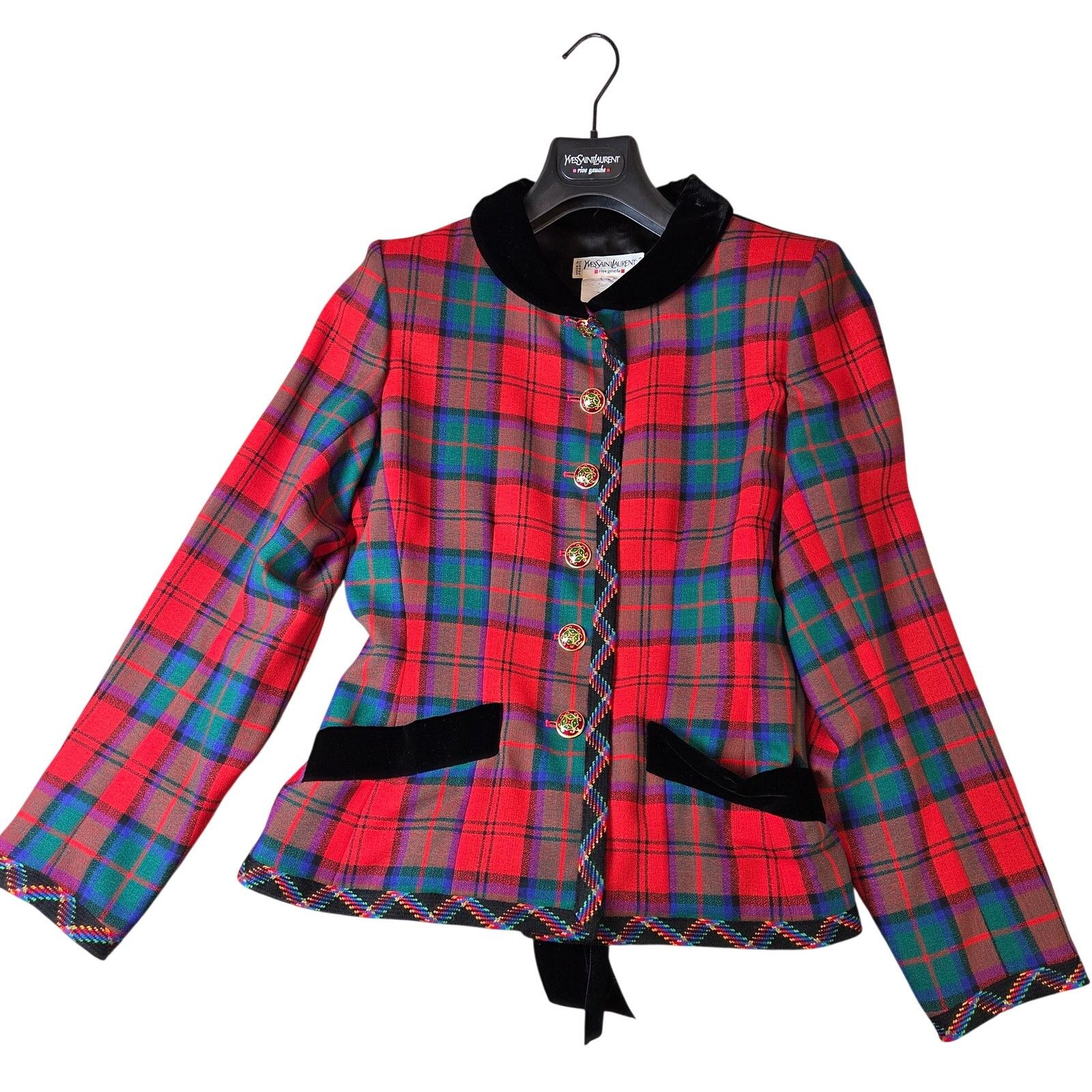 Yves Saint Laurent Yves Saint Laurent Rive Gauche 1994 Tartan Velvet Jacket Size S / US 4 / IT 40 - 22 Thumbnail