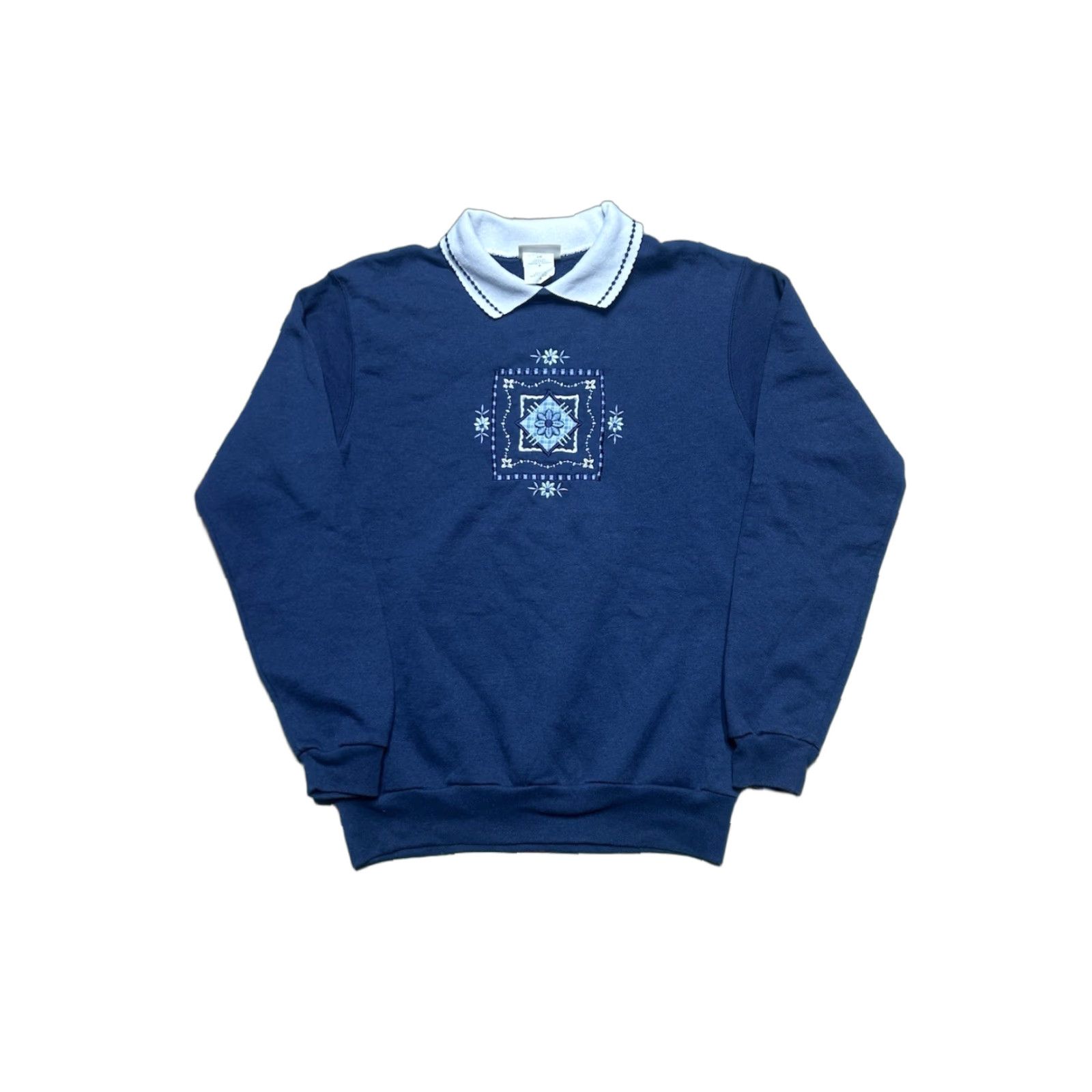 Vintage VINTAGE Morning Sun Sweatshirt Woman Small Blue Flower Stitch Pullover Size S / US 4 / IT 40 - 1 Thumbnail