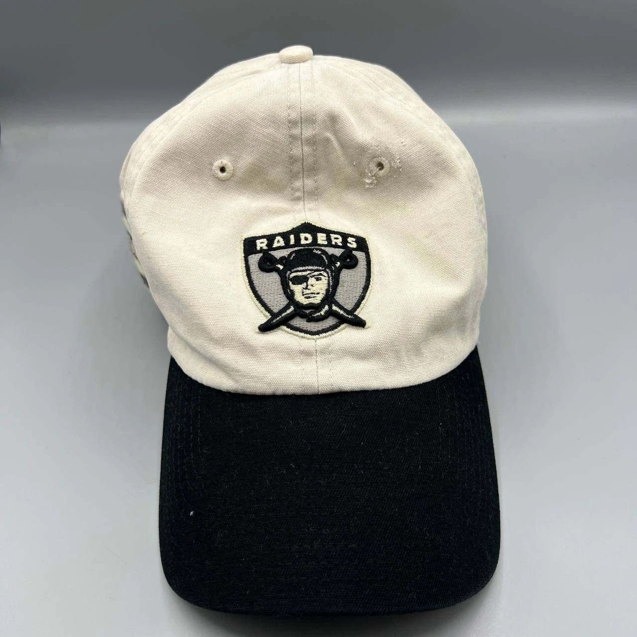 47 Brand Las Vegas Raiders Hat Men Cream Black Embroidered Strap Back Size ONE SIZE - 7 Thumbnail