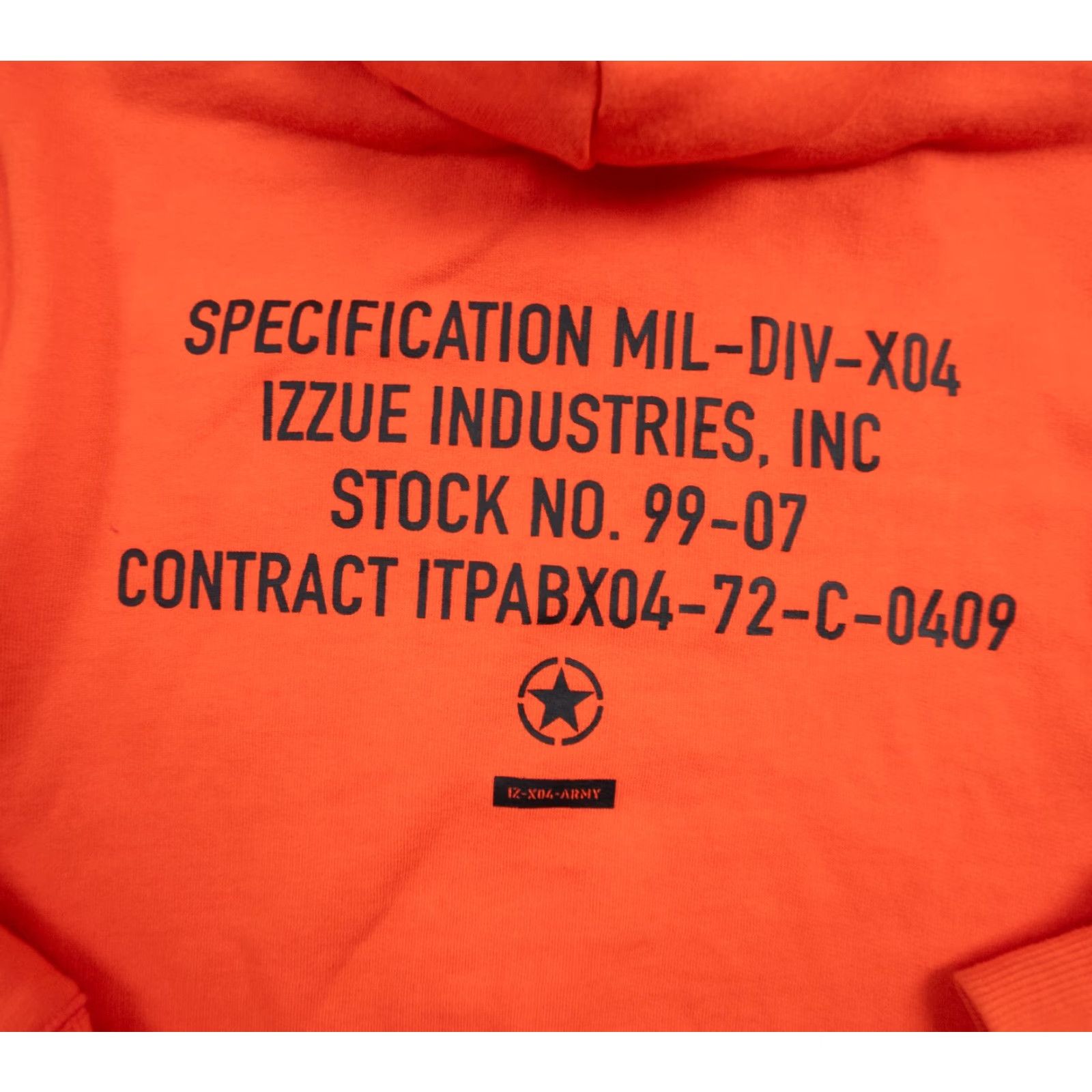 izzue Izzue Mens Hooded Sweatshirt Small Orange Pullover Sweatshirt IZ X04 ARMY Sweater Adult Size US S / EU 44-46 / 1 - 7 Thumbnail