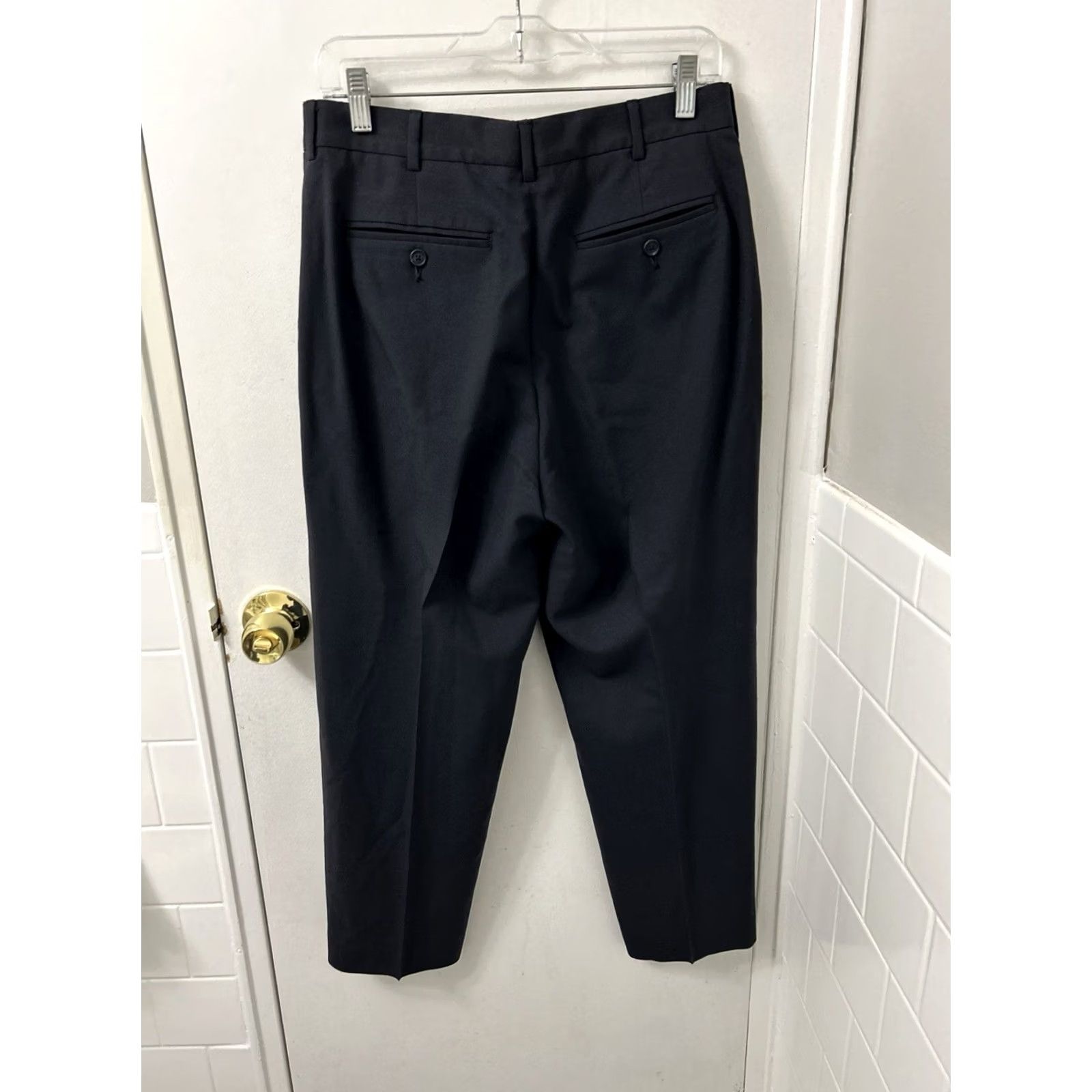 Lands' End Lands' End Dress Pants Mens 30x26 Navy 100% Wool Flat Front Trousers Pants Dress Pants Mens Regular Straight 100% Wool Navy П Size US 30 / EU 46 - 6 Thumbnail