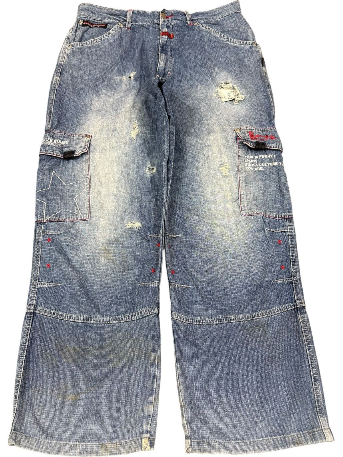 Japanese Brand Vintage Japanese Cargo Faded Wash Distress Baggy Skate Jeans Size US 34 / EU 50 - 1 Thumbnail