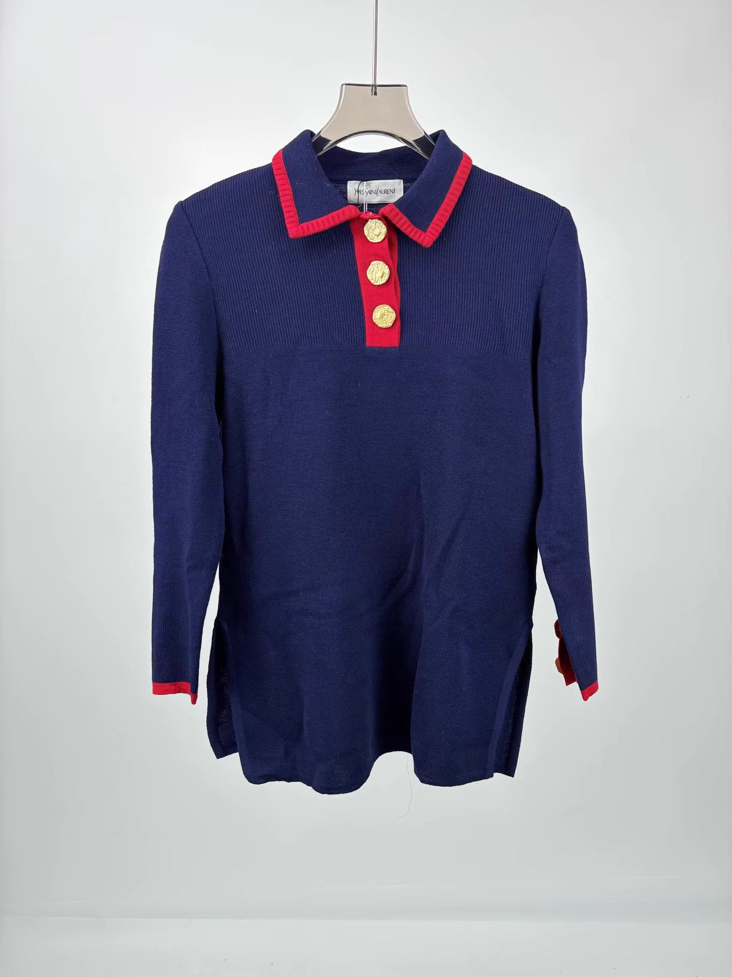 Saint Laurent Paris SAINT LAURENT SLP Gold Button Knit Sweater Size M / US 6-8 / IT 42-44 - 1 Thumbnail