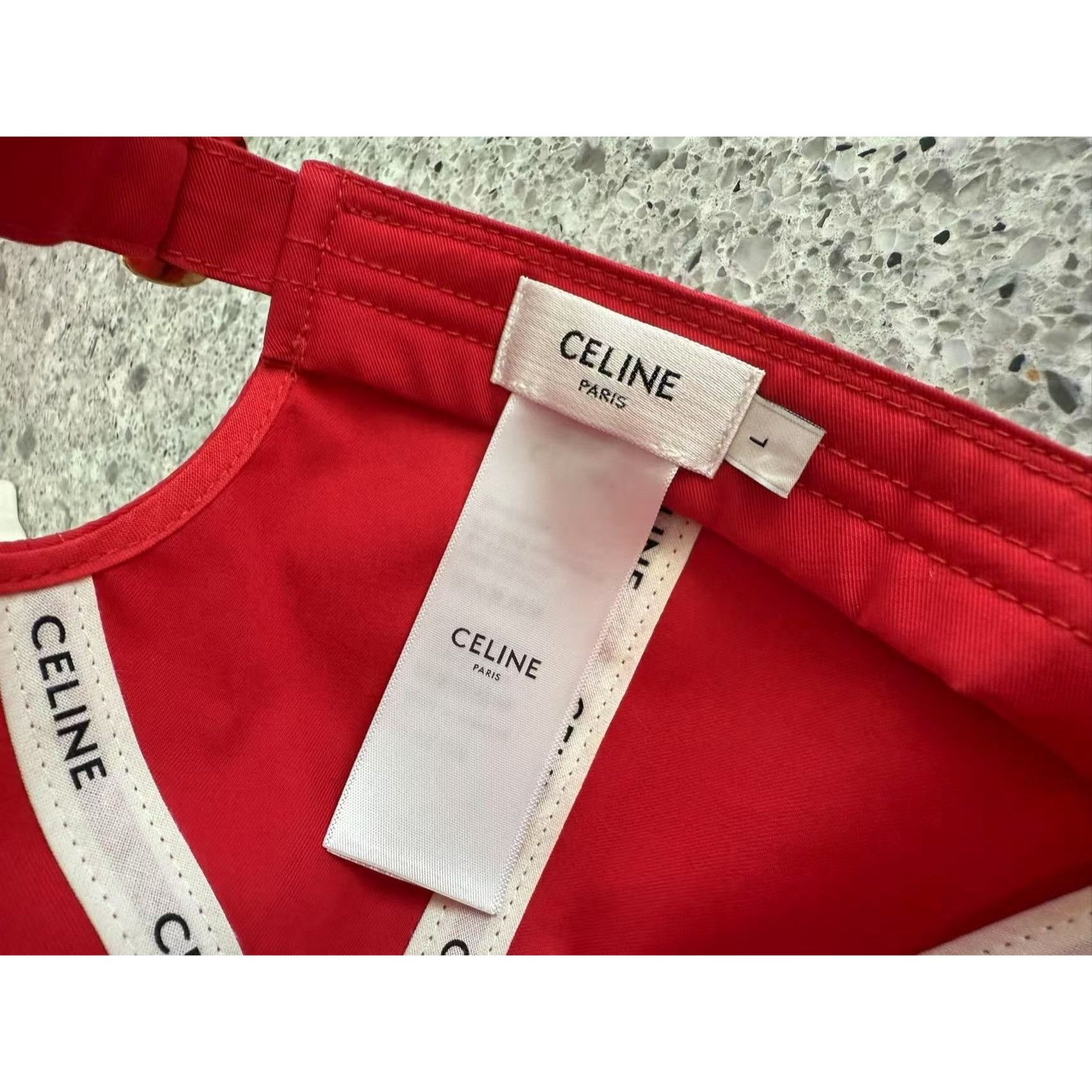 Celine Celine Red Cotton Baseball Cap With White 16 Embroidery Adju Size ONE SIZE - 4 Thumbnail