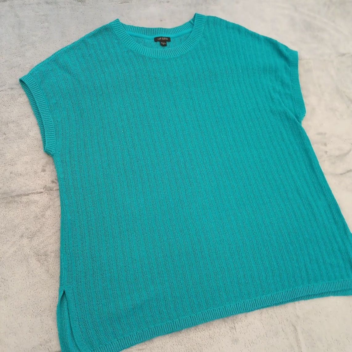 J. Jill J.Jill Wearever Sweater Womens 2X Sleeveless Blue Crew Neck Pullover Knit Cotton Nylon Size XXL / US 16-18 / IT 52-54 - 4 Thumbnail