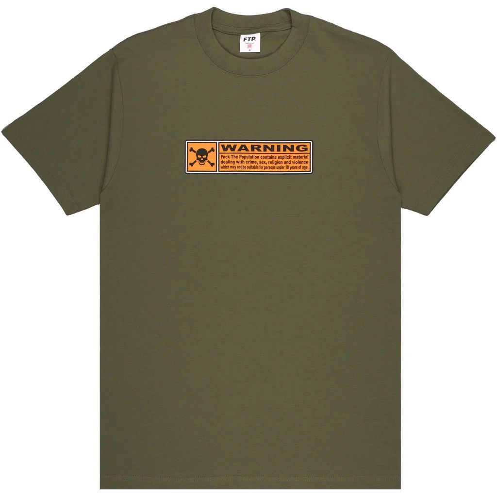 Fuck The Population SIZE 3XL FTP Warning Tee (Olive) Size US XXL / EU 58 / 5 - 3 Thumbnail
