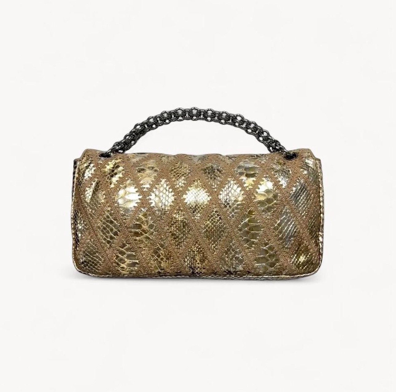 Chanel Chanel SS 2007 Gold Metallic Python Crochet Chain Flap Bag Size ONE SIZE - 2 Thumbnail