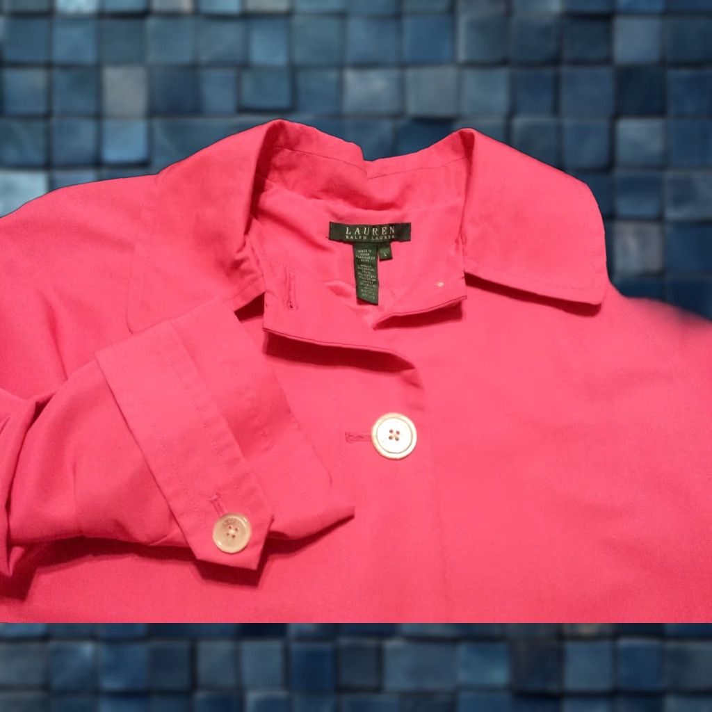 Ralph Lauren Ralph Lauren Womens Jacket Taffeta 3/4 Sleeve Pink Button-Front Polyester Jacket-Coat Size L / US 10 / IT 46 - 1 Thumbnail
