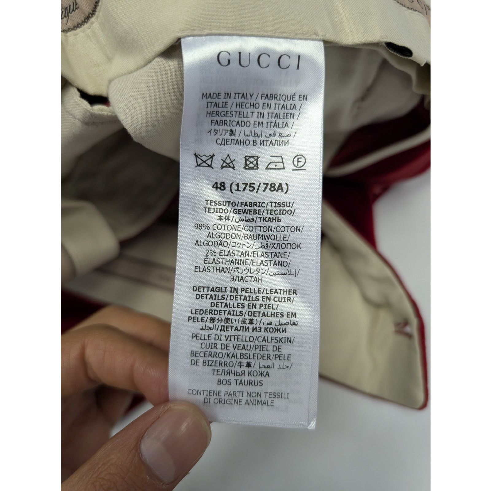 Gucci o1rshd1 Stretch Velvet W/Leather Short Pant in Fire/Mix Size US 32 / EU 48 - 15 Thumbnail
