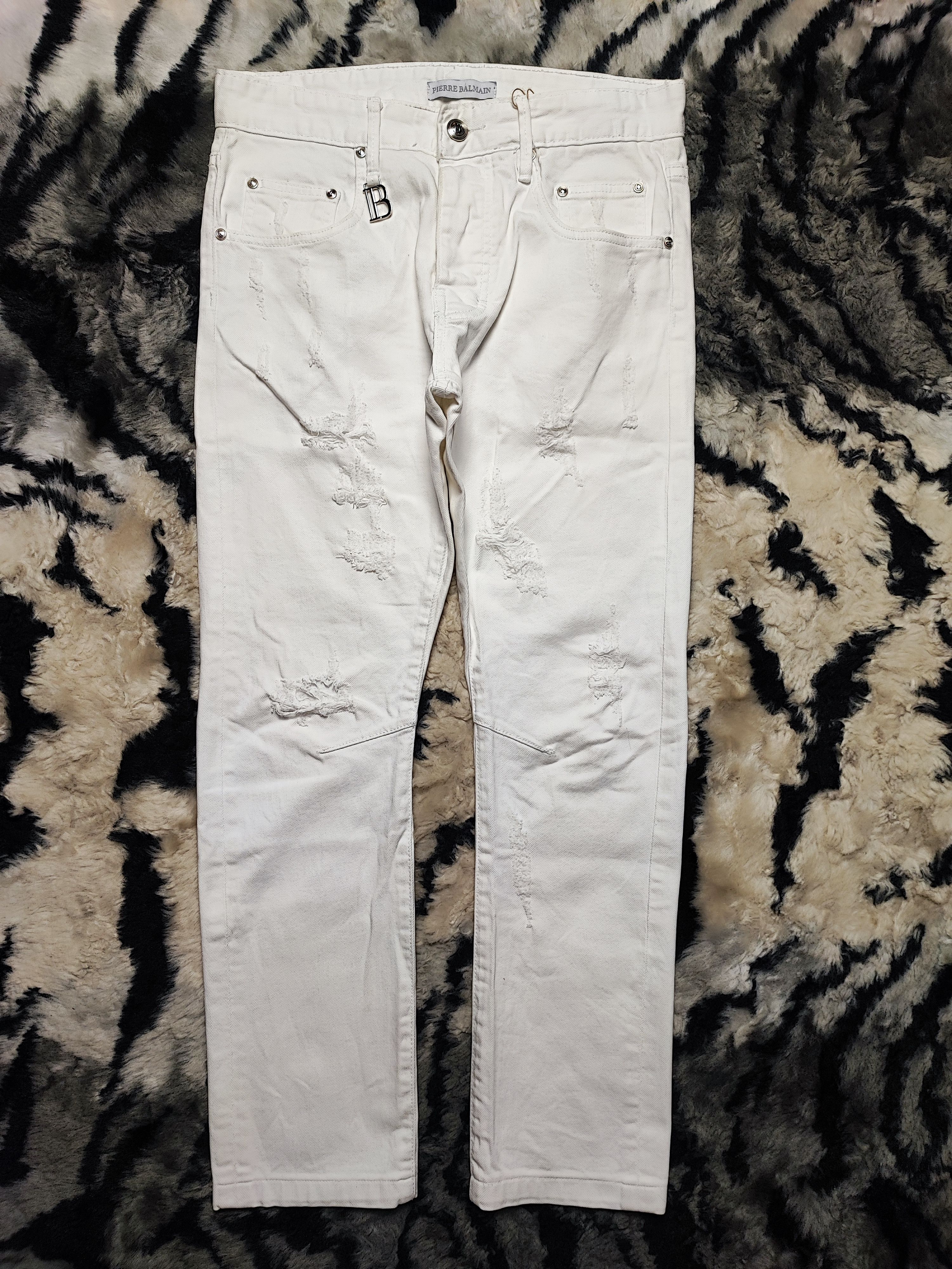 Balmain Balmain White Denim Jeans Thrashed Distressed ERD Grunge Size US 30 / EU 46 - 2 Thumbnail