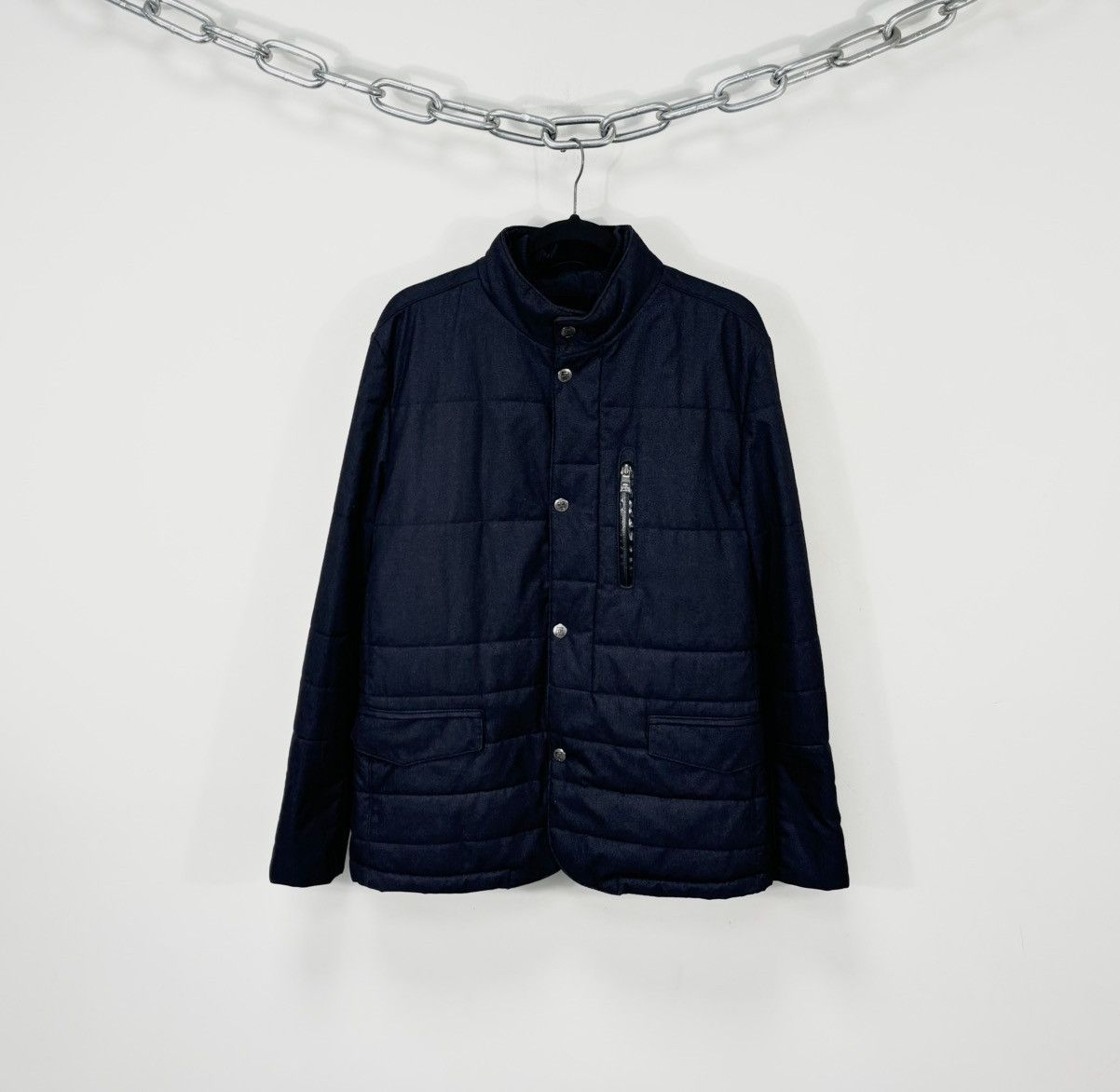 Corneliani Corneliani ID Men’s Navy Dual Closure Zip Snap Padded Jacket Size US M / EU 48-50 / 2 - 1 Thumbnail