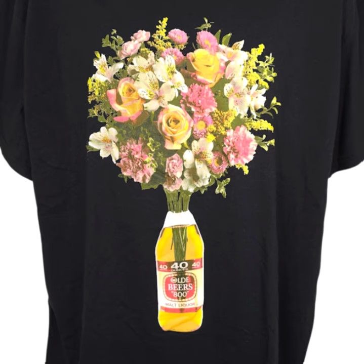 Vintage Beers Beer T Shirt Mens XL Black 40 Oz Olde English E 800 Flowers Bouquet Made In USA Size US XL / EU 56 / 4 - 2 Thumbnail