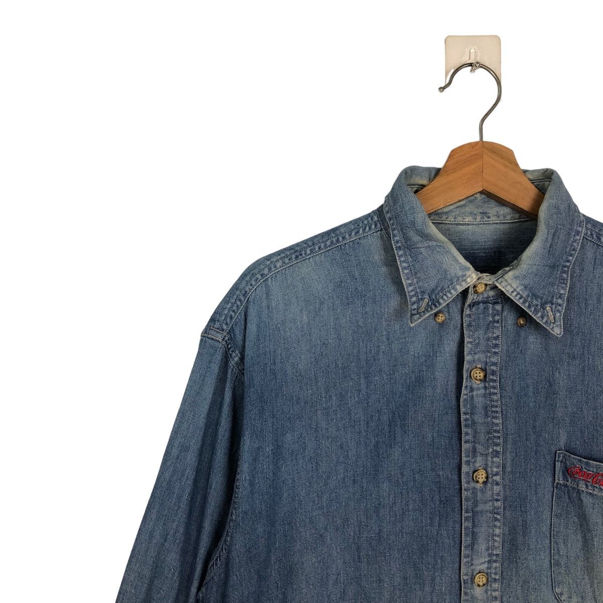 Japanese Brand 🔥VINTAGE COCA COLA DENIM CHAMBREY JACKET Size US M / EU 48-50 / 2 - 6 Thumbnail