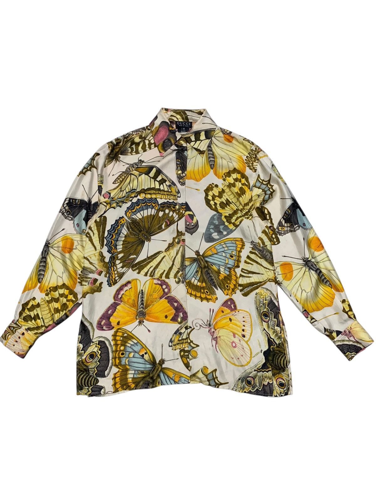 Gucci Spring/Summer 1992 Gucci butterfly print silk shirt Size S / US 4 / IT 40 - 1 Thumbnail