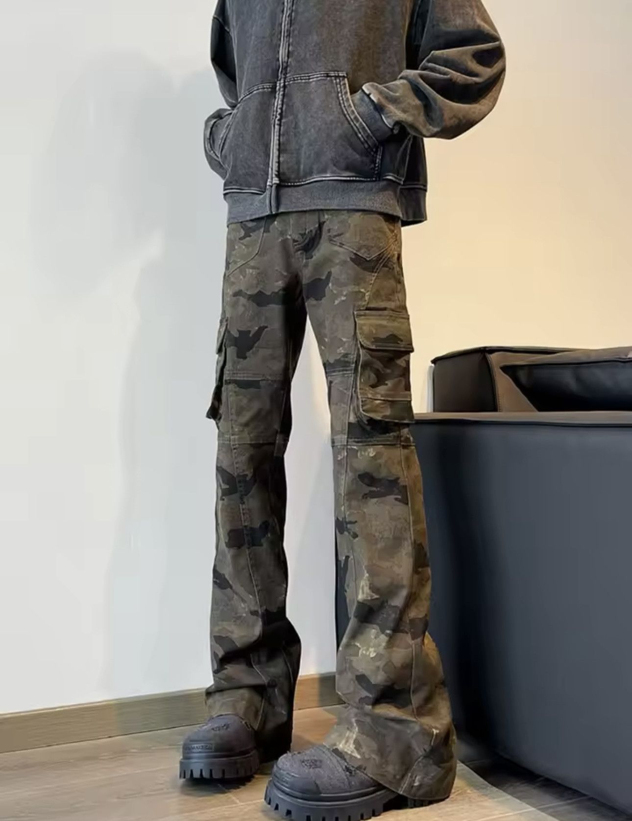 Jean Cyber Y2K Streetwear Camouflage Slim Flare Jeans Pants Size US 34 / EU 50 - 6 Thumbnail