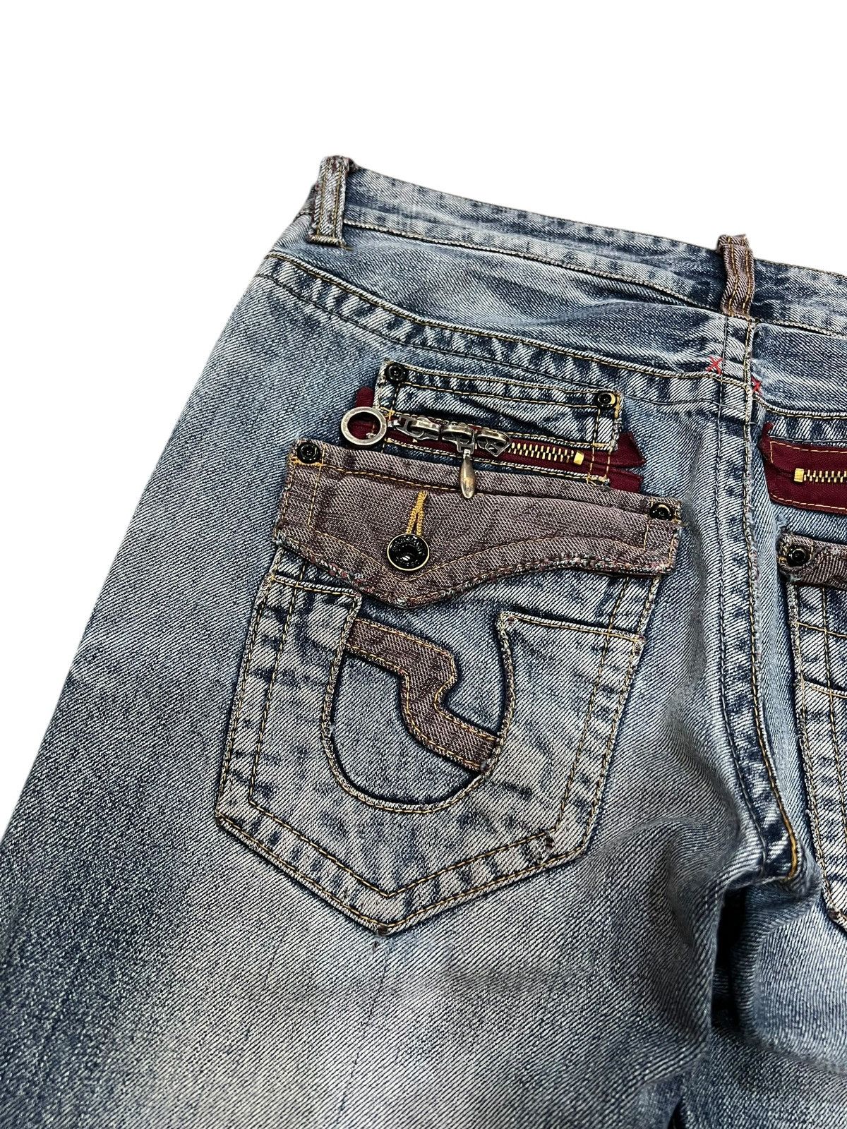 Japanese Brand Vintage Semantic Design Ditressed Flare Mudwash Jean Size US 31 - 15 Thumbnail
