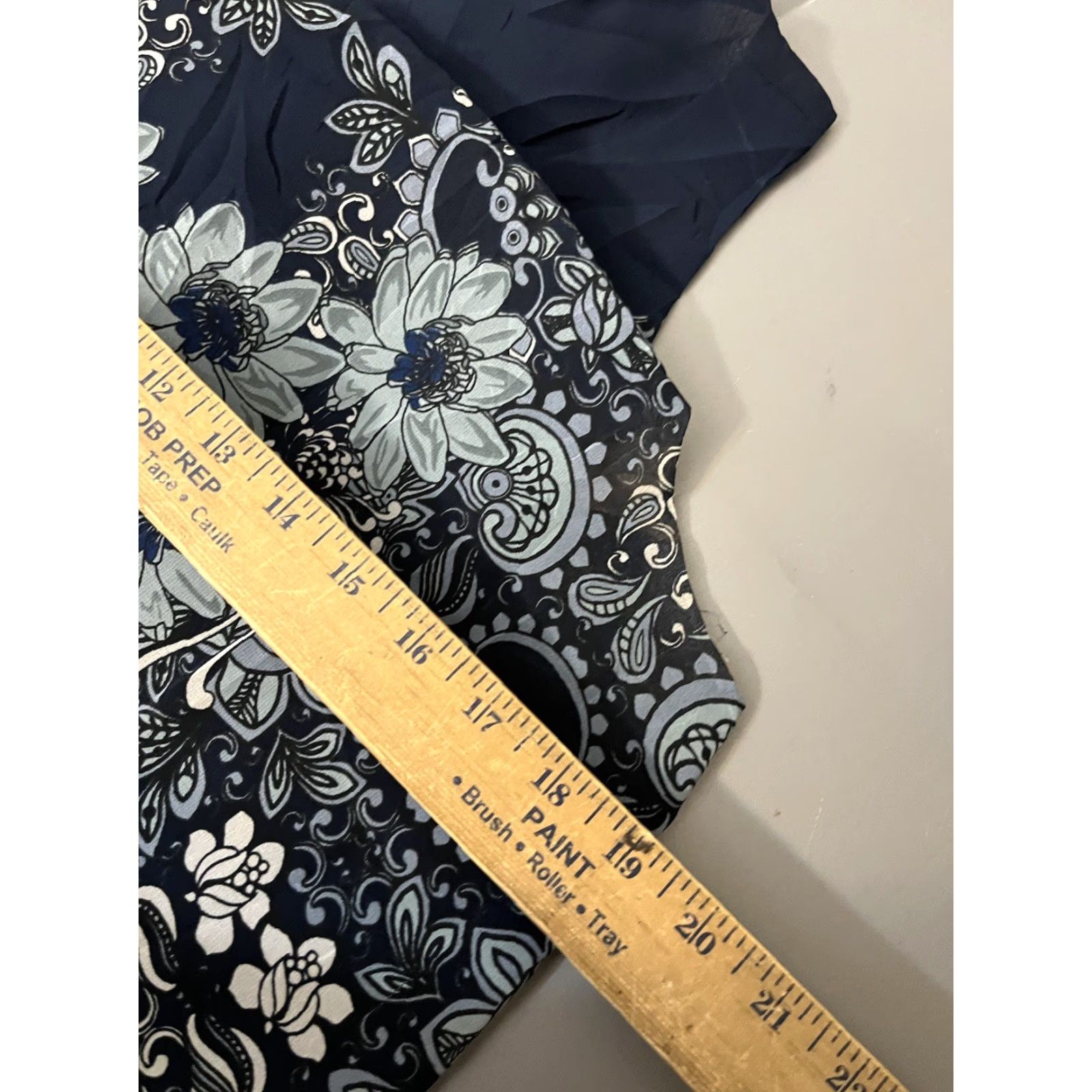 Vintage Max Studio Tank Top Blouse Sleeveless Navy Blue Medium M Womens Camisole Floral Chiffon Ruffle Spaghetti V-Neck Lightweight All Seasons Size M / US 6-8 / IT 42-44 - 5 Thumbnail