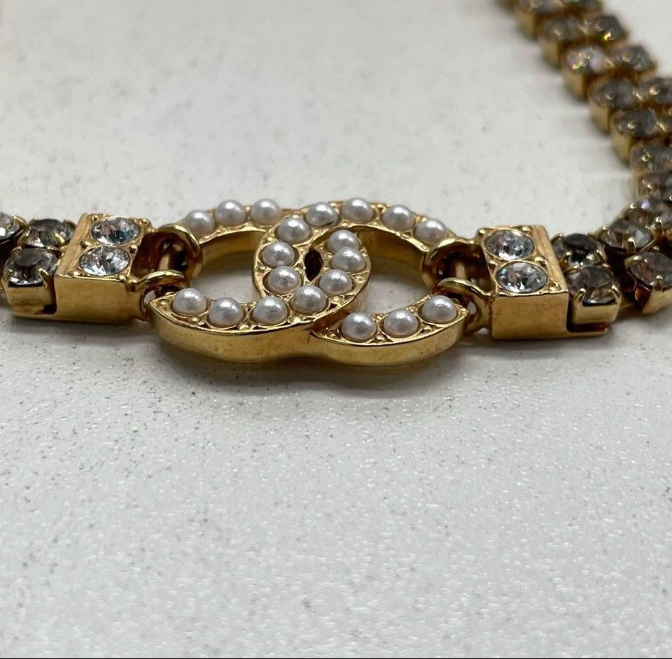 Chanel Double Row Full Diamond Gold Choker Necklace -DMC