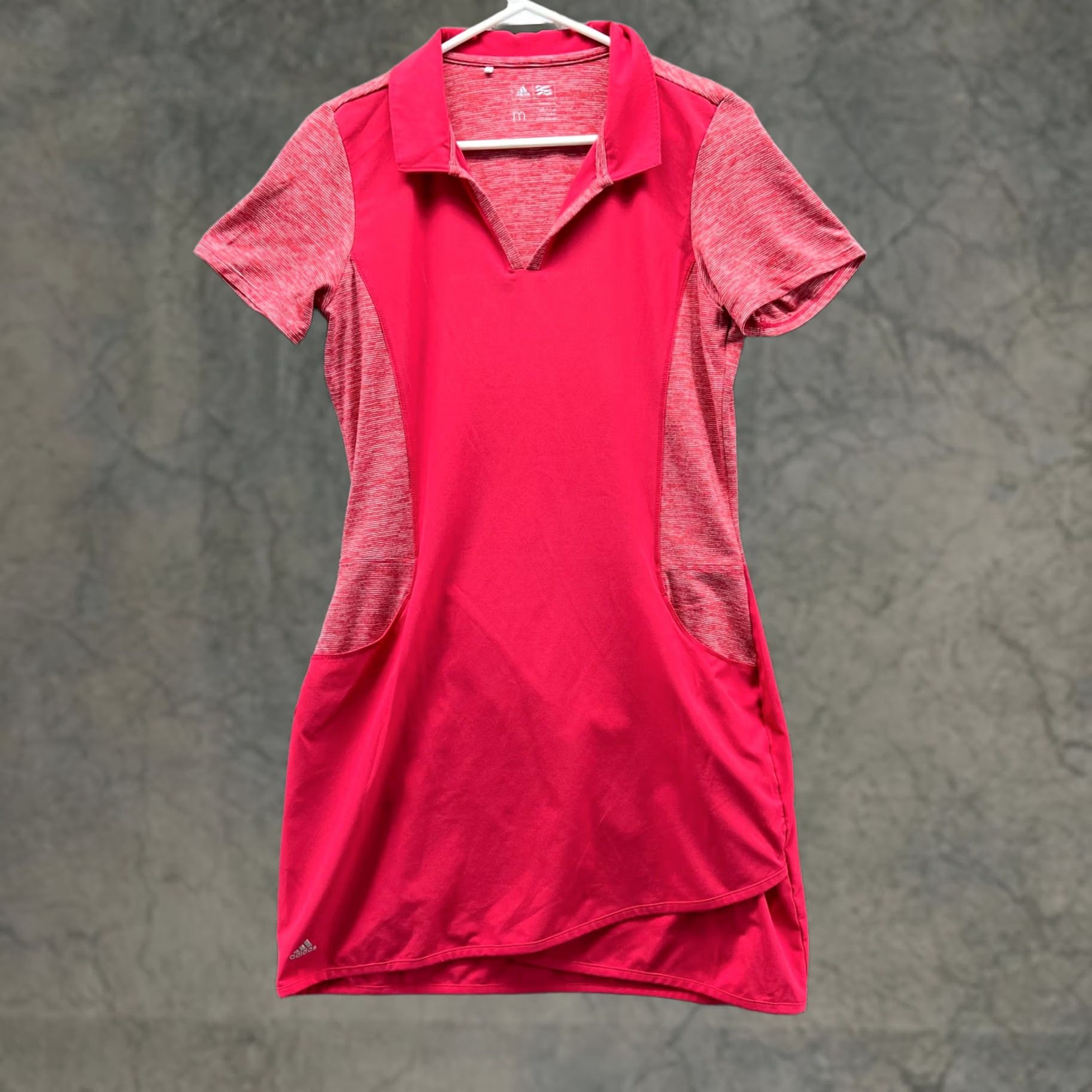 Adidas Adidas Polo Shirt Dress Women M Pink Knit Spandex Short Sleeve Collared Knee Length Casual Dress Size M / US 6-8 / IT 42-44 - 1 Thumbnail