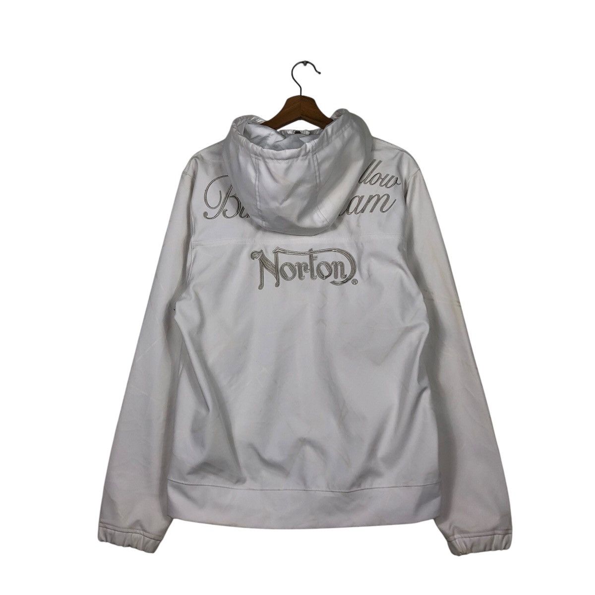 Japanese Brand Rich White Zipper Jacket Hoodie Norton Big Logo Embroidered Size US L / EU 52-54 / 3 - 9 Thumbnail
