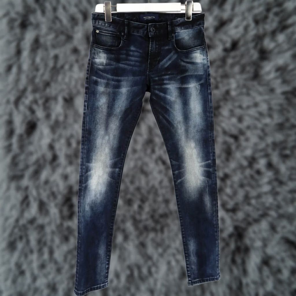 Scotch & Soda SCOTCH & SODA Tye Jeans Men's W29/L32 Dark Blue Denim Acidwash Zip Fly Stretched Size US 29 - 1 Thumbnail