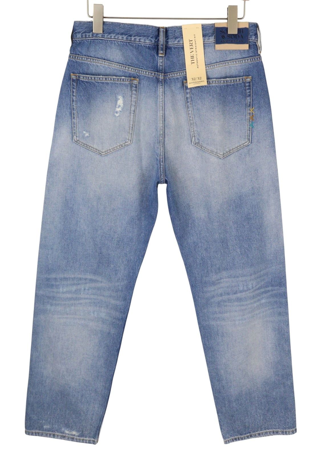 Scotch & Soda THE VERT W32/L32 Blue Distress Straight Jeans 88597 Size US 32 / EU 48 - 2 Thumbnail