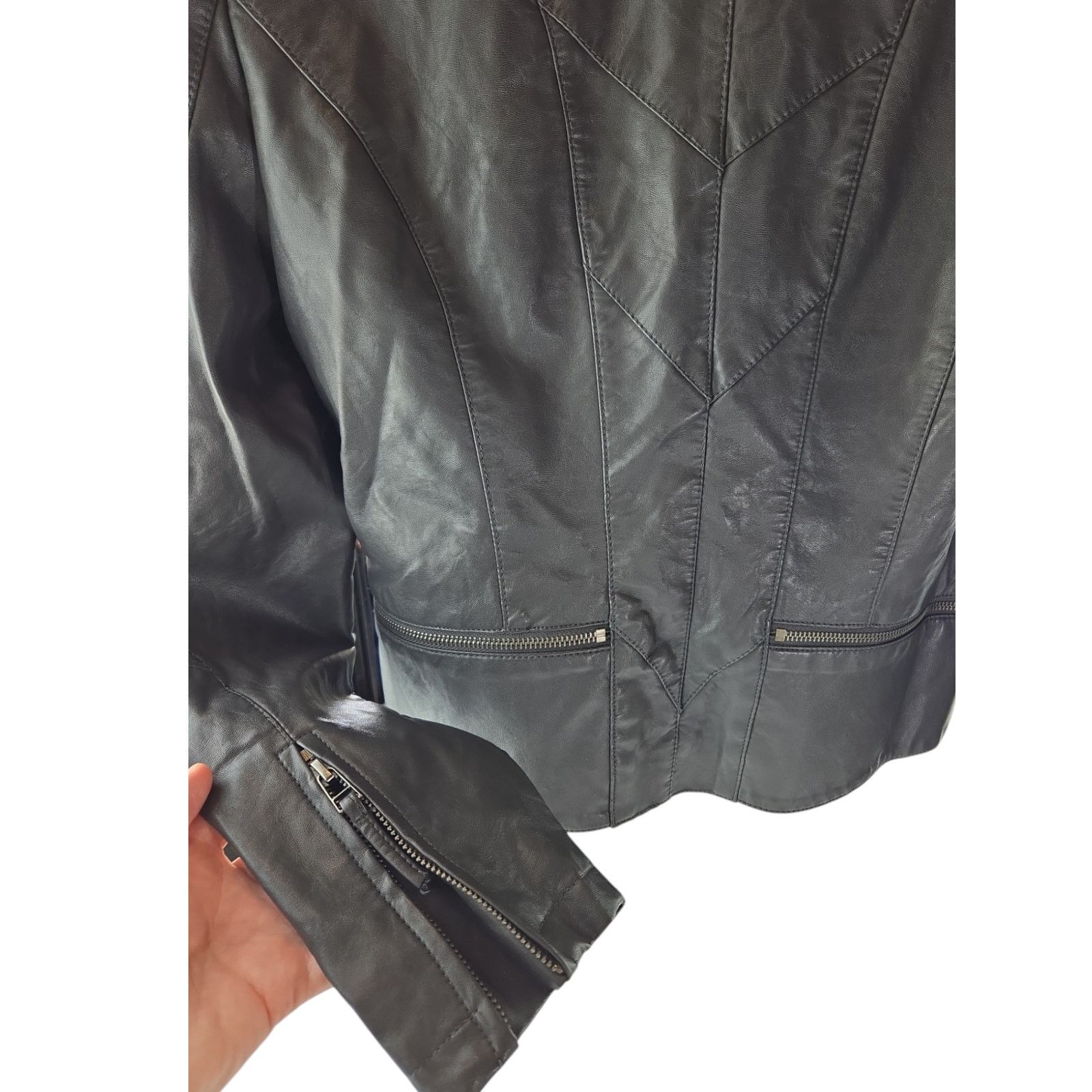 BLANKNYC BlankNYC | Grey, Faux Leather, Moto Jacket | Size Medium Size M / US 6-8 / IT 42-44 - 4 Thumbnail