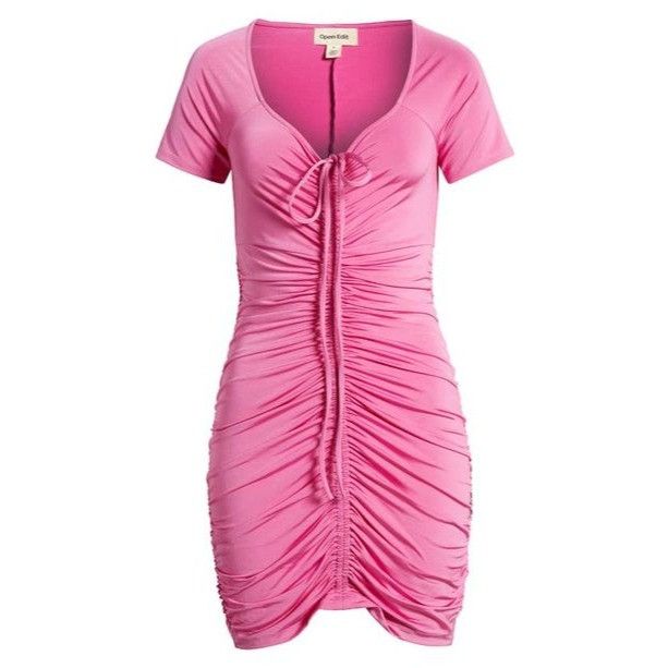 Other OPEN EDIT Ruched T-shirt Dress In Pink Rosebud, XS Size XS / US 0-2 / IT 36-38 - 1 Thumbnail