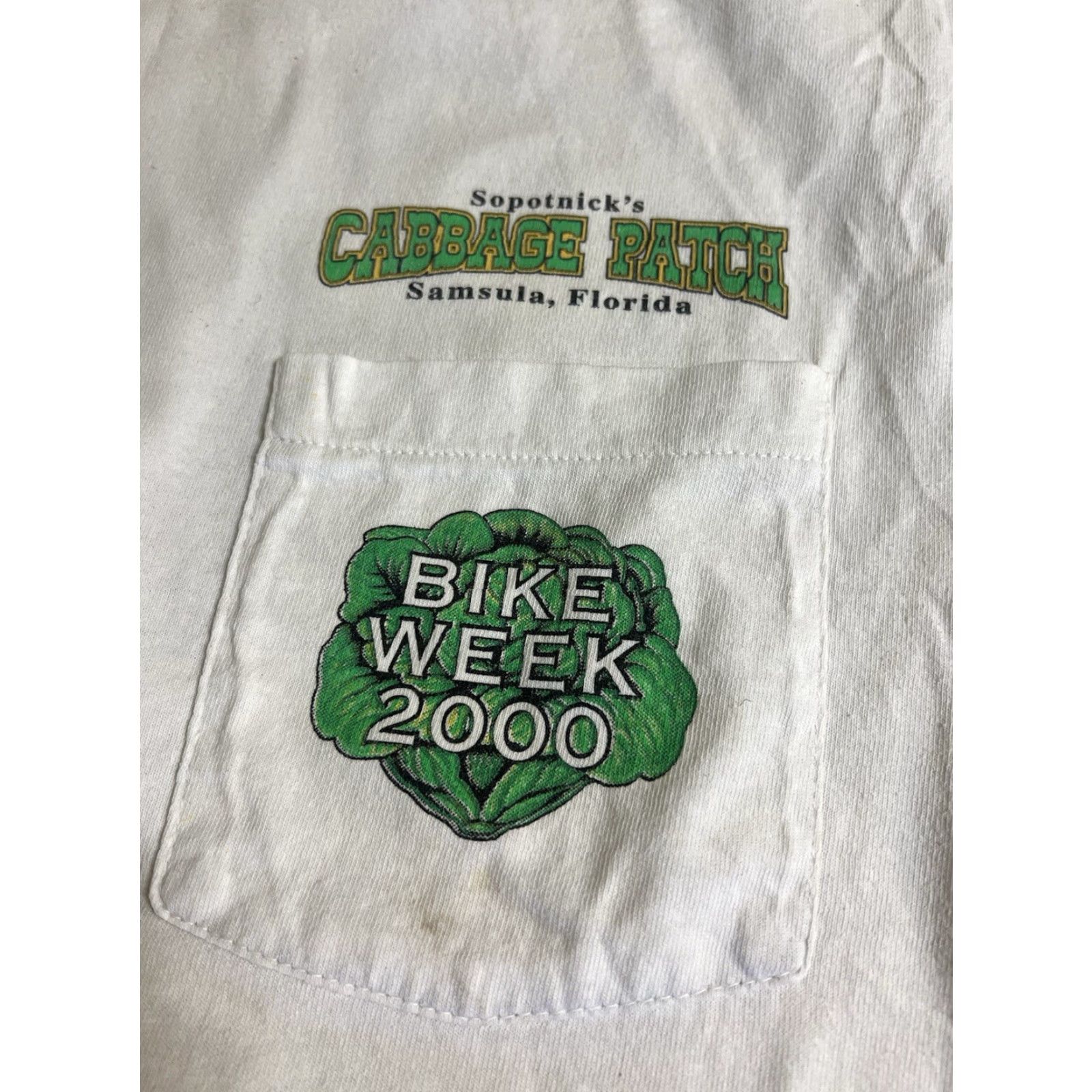 Anvil VTG Sopotnick's Cabbage Patch BIKE WEEK 2000 T-Shirt XL Sleeveless Men White Anvil Cotton Crew Neck Biker Pocket Vintage Size US XL / EU 56 / 4 - 3 Thumbnail