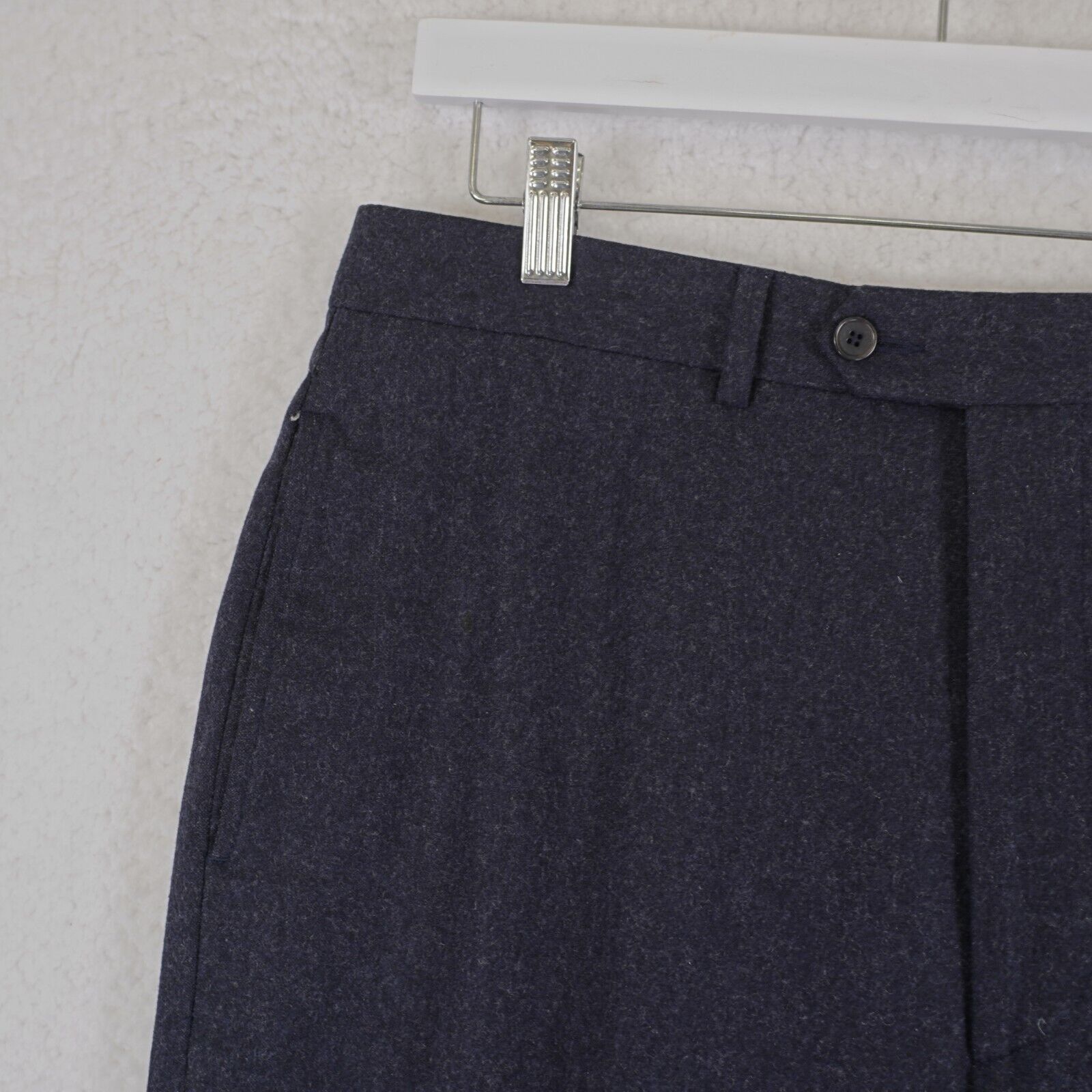 Joseph Abboud Joseph Abboud Flannel Wool Blue Flat Front Dress Pants 34/32 Size 34R - 2 Thumbnail