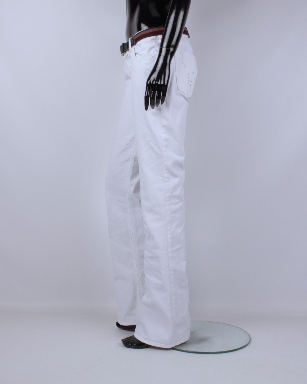 Miss Sixty × Vintage MISS SIXTY Y2K Vintage Wide Leg Rhinestone White Denim Jeans Size 32" / US 10 / IT 46 - 2 Thumbnail