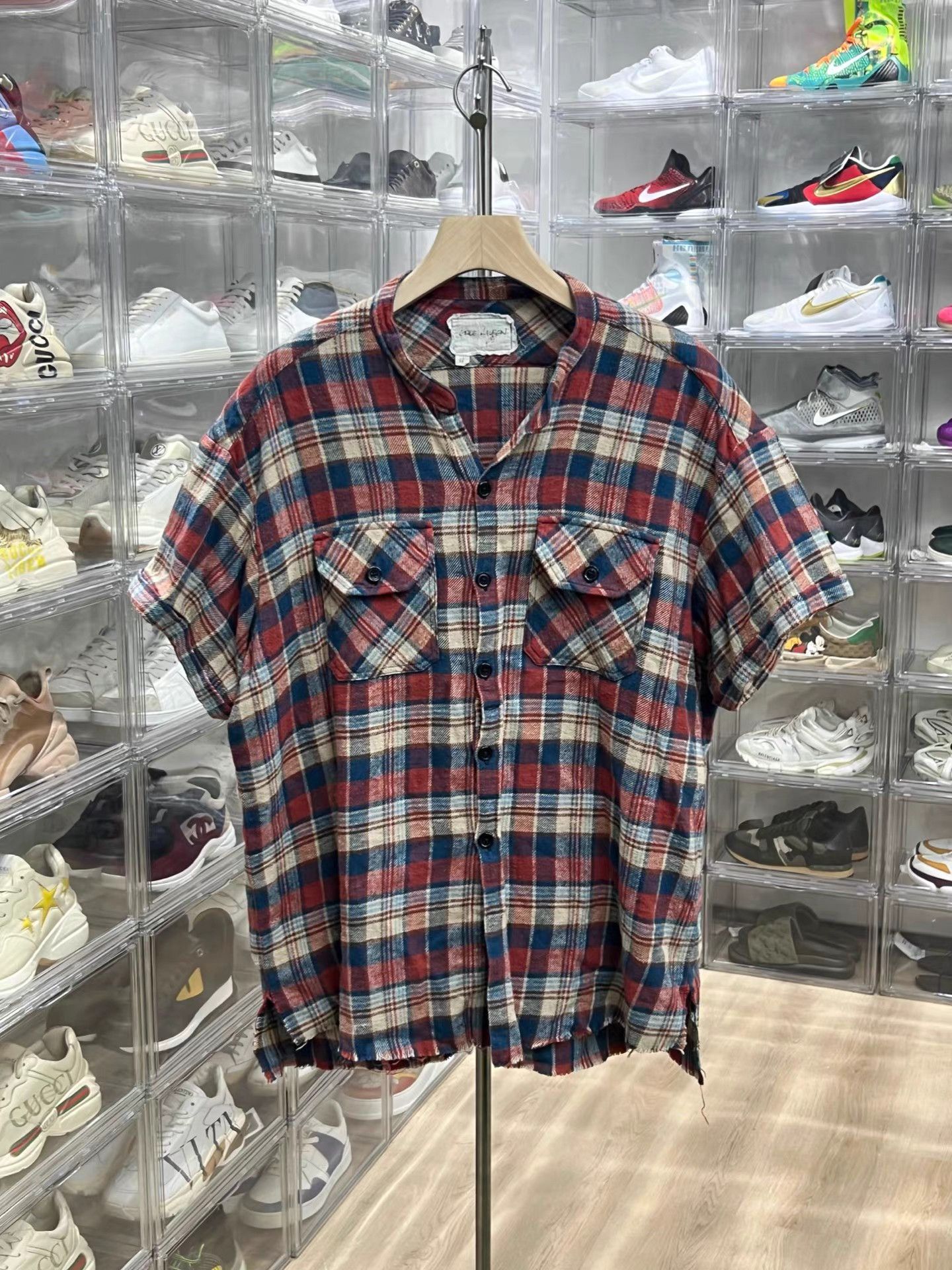Greg Lauren Greg Lauren Vintage Plaid Distressed Short Sleeve Shirt K15 Size US XL / EU 56 / 4 - 1 Thumbnail