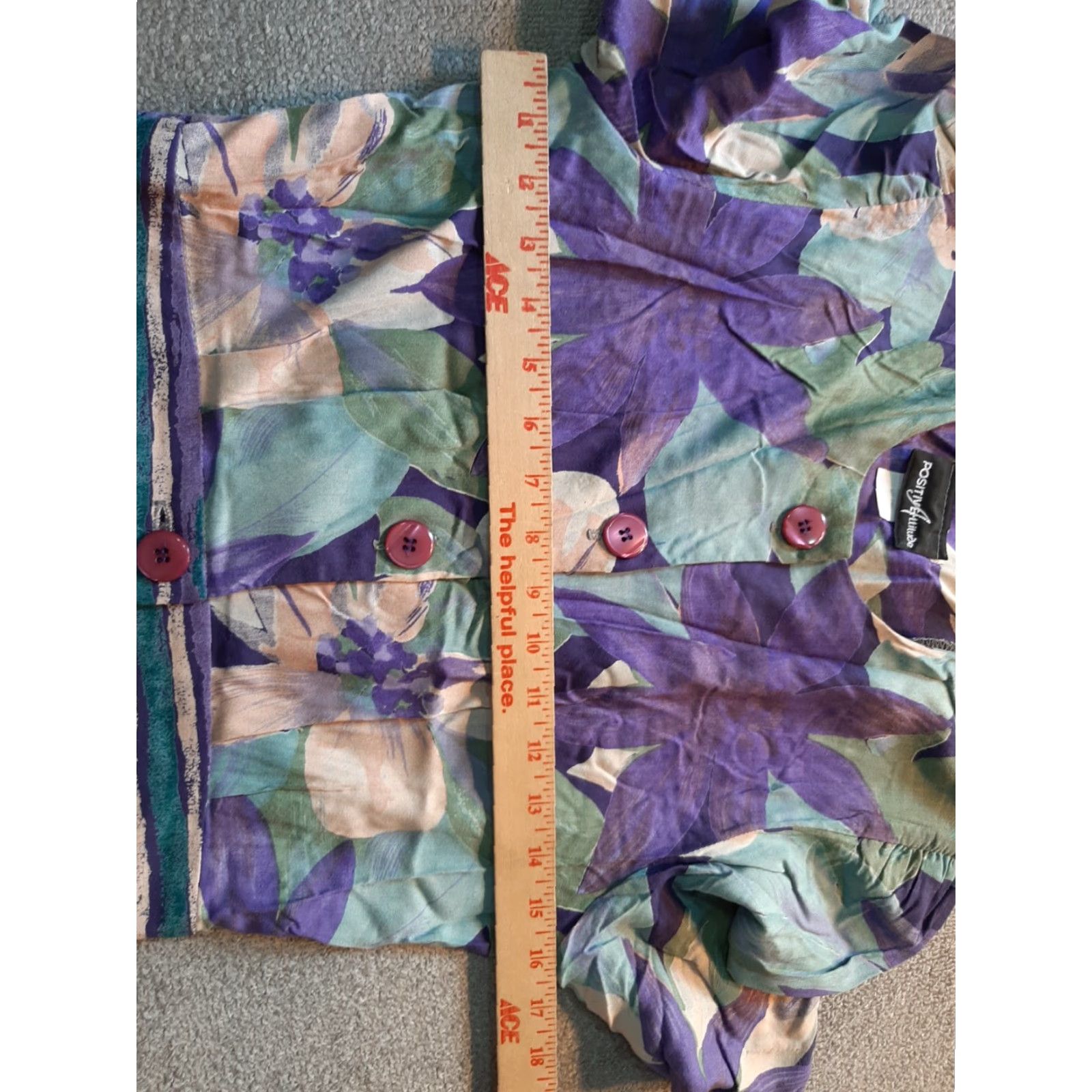 Vintage VINTAGE Positive Attitude Long Dress Blue Purple Short Sleeve Button Down SZ 5/6 Size 27" / US 4 / IT 40 - 5 Thumbnail