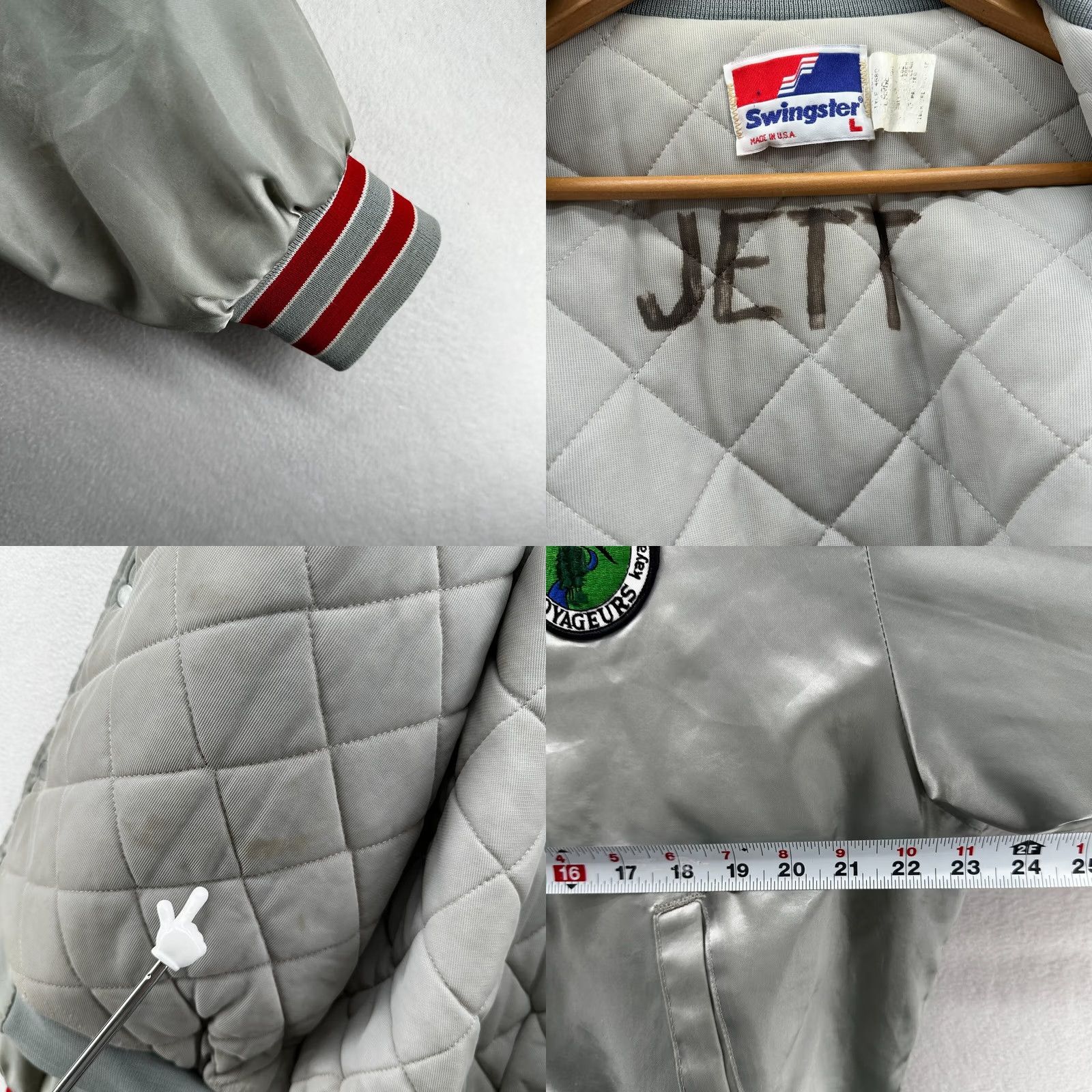 Vintage Swingster Bomber Jacket Gray Men's L Chest 46 in Snap Pockets Winter Sports Casual Travel Regular Size US L / EU 52-54 / 3 - 9 Thumbnail