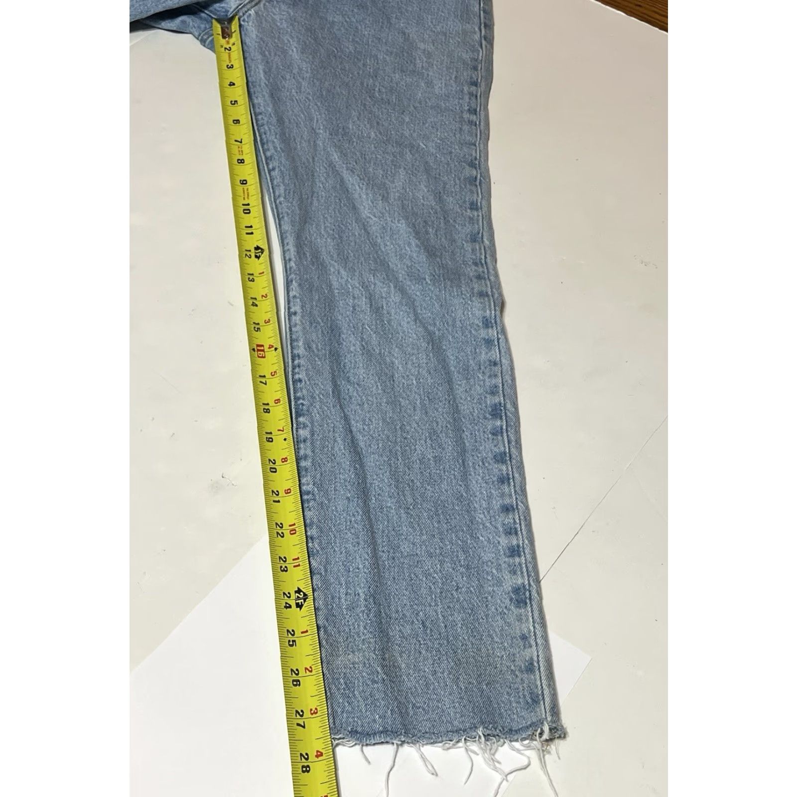 Levi's VINTAGE Levis 501 S Skinny Cropped Jeans Women's Blue 29x28 Button Fly Distressed 5-Pocket Denim Slim Fall Spring Summer Winter USA 90s Size 29" - 5 Thumbnail