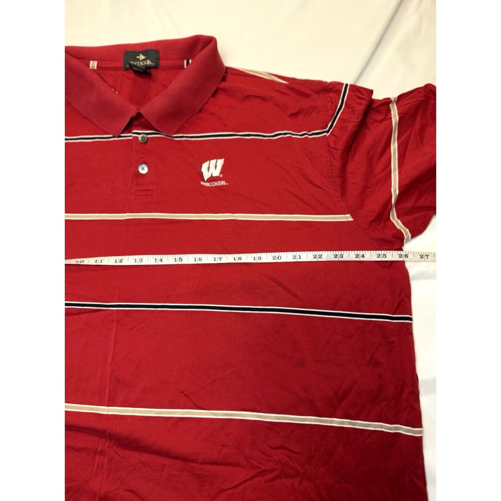 NCAA University Of Wisconsin Badgers Antigua NCAA Polo Shirt Red Cotton Mens XXL Size US XXL / EU 58 / 5 - 6 Thumbnail
