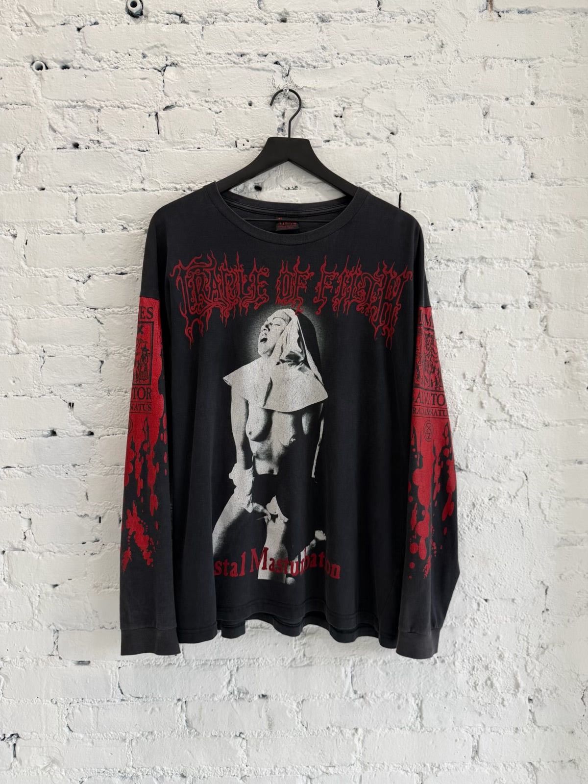 Vintage 1995 CRADLE OF FILTH ‘VESTAL MASTURBATION’ EURO TOUR L/S TEE Size US XL / EU 56 / 4 - 1 Thumbnail