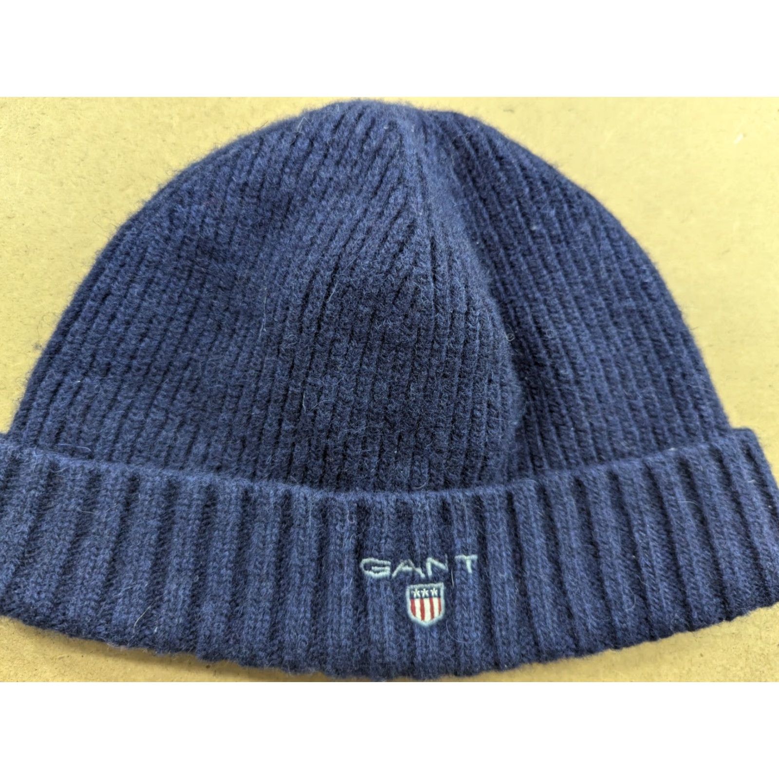 Gant GANT Blue Beanie Hat Wool Cuffed Knitted Insulated Size M Navy Ribbon Unisex Adults Beanie Size ONE SIZE - 2 Thumbnail