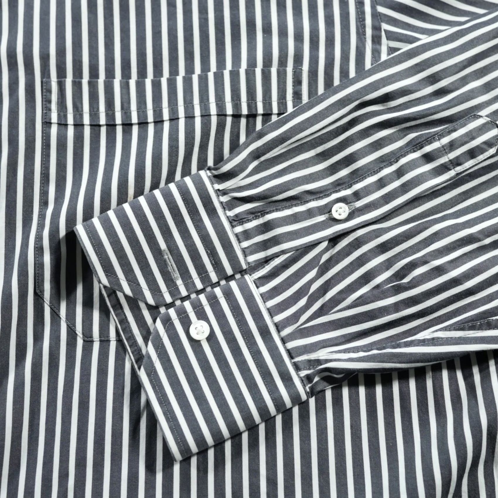 Canali Canali Shirt Mens 45 Black White Striped Barrell Cuffs Button-Down Italy Size US XXL / EU 58 / 5 - 2 Thumbnail
