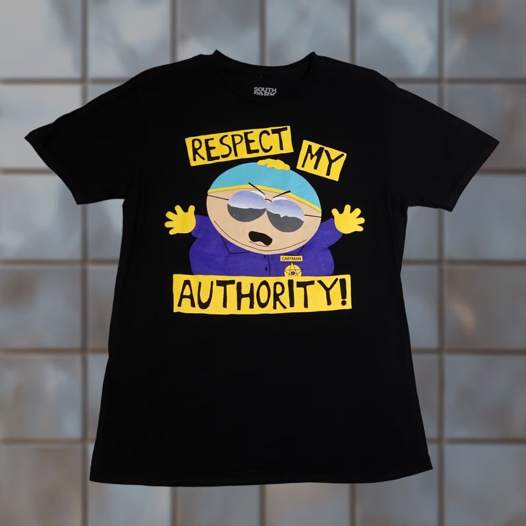 South Park Shirt Mens Medium Black Eric Cartman Respect My Authority Graphic Tee, Men’s