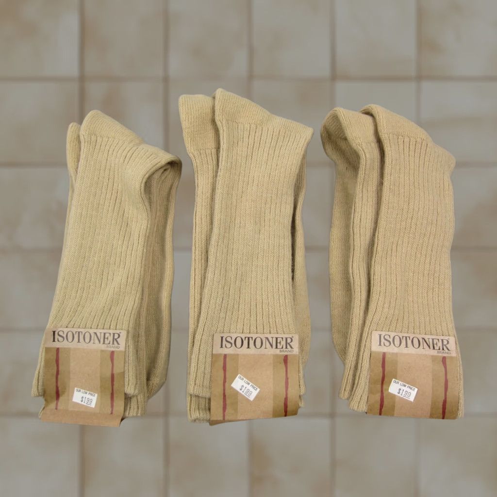 Vintage Isotoner Socks - Size 10-13 Vintage Beige, Merino Wool, 5-Pair Set - Shipping Fast Size ONE SIZE - 1 Thumbnail