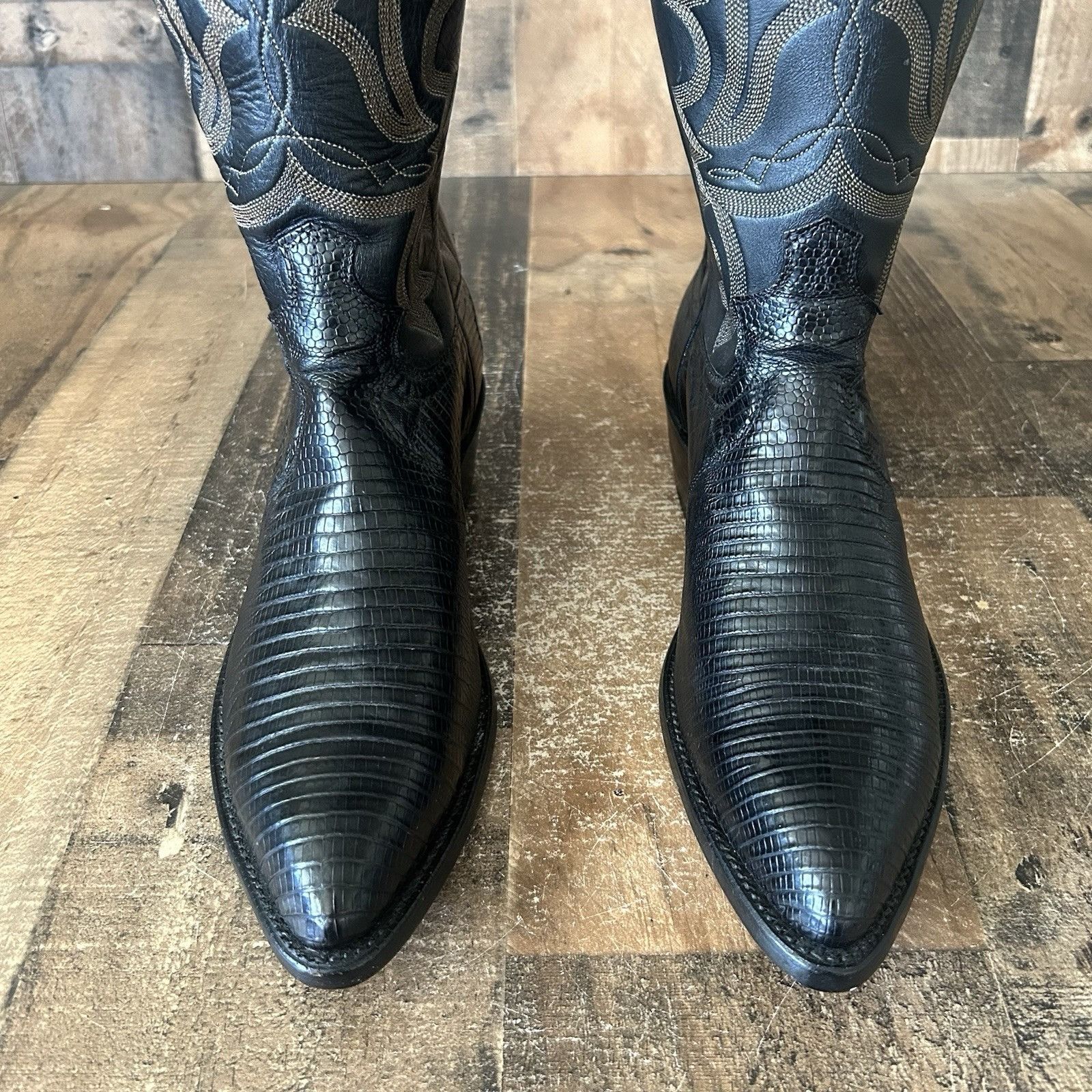 Justin Boots Justin Vintage Teju Lizard Black Cowboy Boots Mens 7.5 D Size US 7.5 / EU 40-41 - 10 Thumbnail