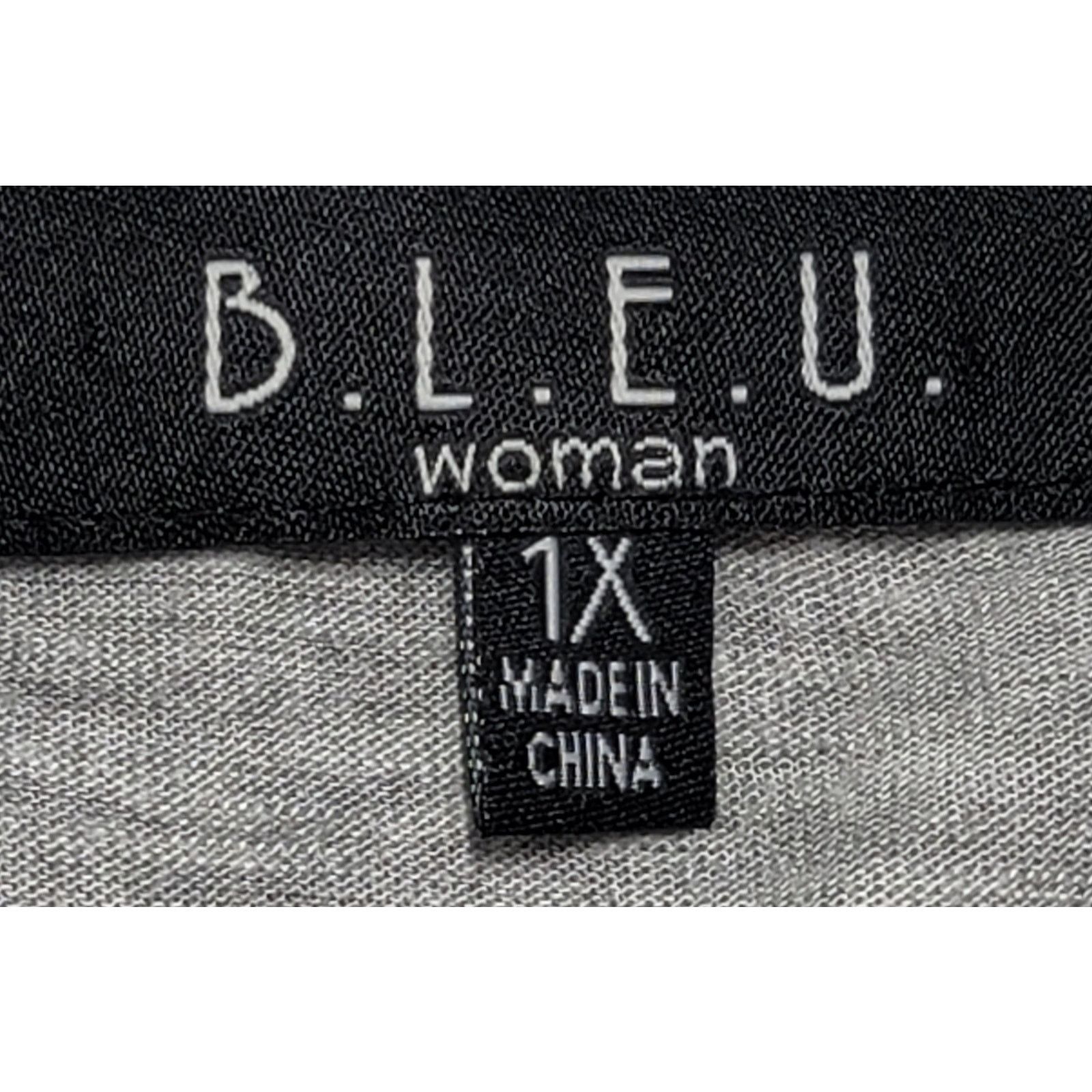 Other B.L.E.U. Gray Heather Faux Button Up Layered Top 1X Plus Size XXL / US 16-18 / IT 52-54 - 5 Thumbnail