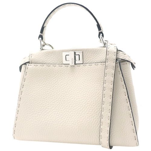 image of Fendi Mini Handbag Shoulder Bag 2Way Tote Calf Beige, Women's