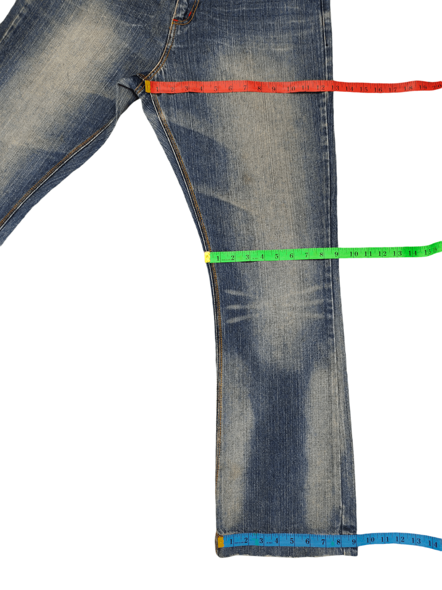 If Six Was Nine Flare Jeans Six Star Clawmark Distress Faded Denim Bootcut Size US 32 / EU 48 - 9 Thumbnail