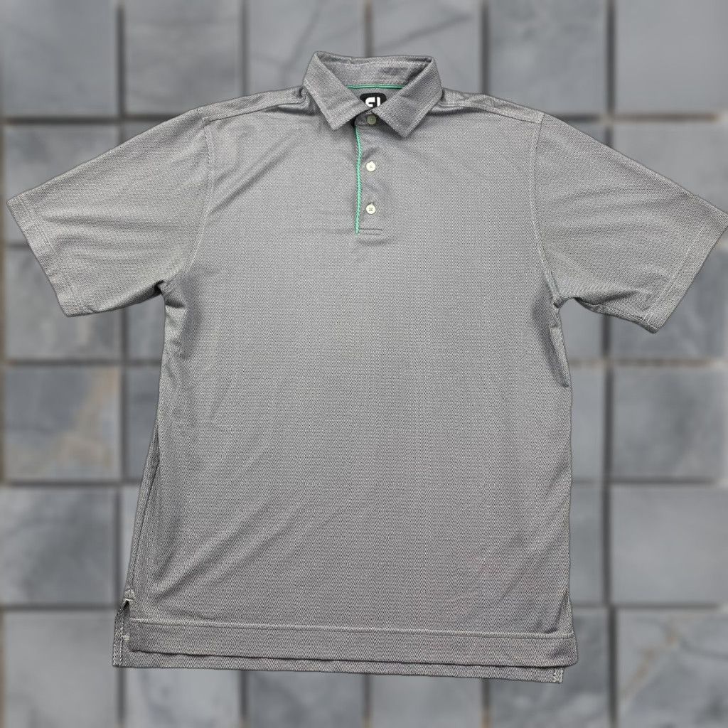 Vintage FJ Foot Joy Polo Shirt Mens Large Black Chevron All Over Print Performance Golf Shirt Size US L / EU 52-54 / 3 - 1 Thumbnail