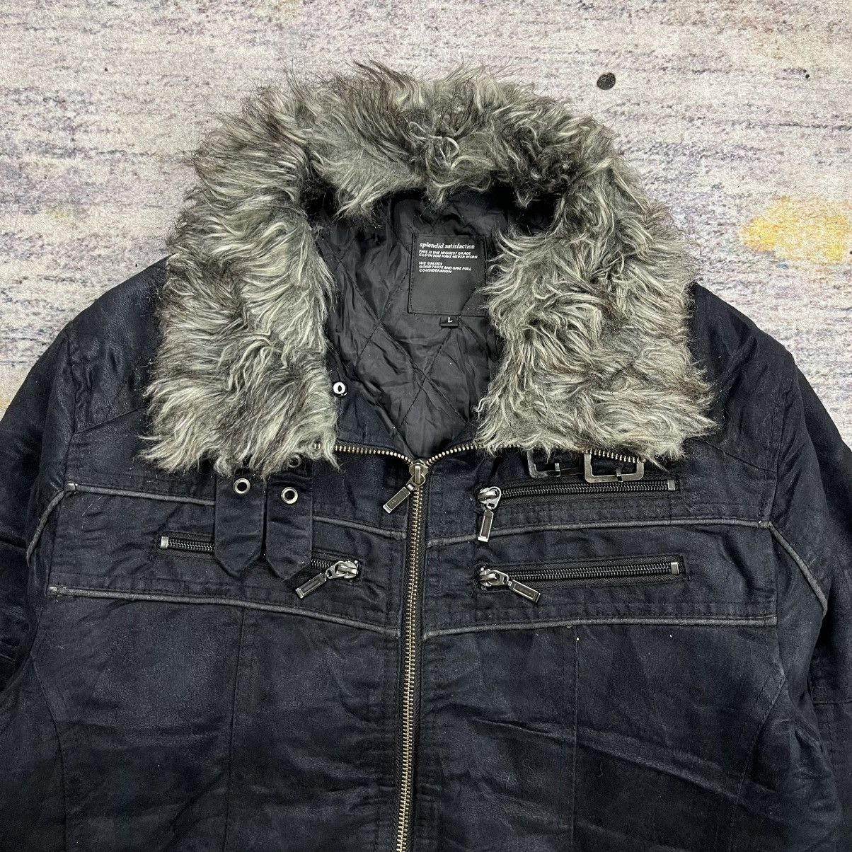 Le Grande Bleu (L.G.B.) Splendid satisfaction micro suede riders fur collar jacket Size US L / EU 52-54 / 3 - 4 Thumbnail