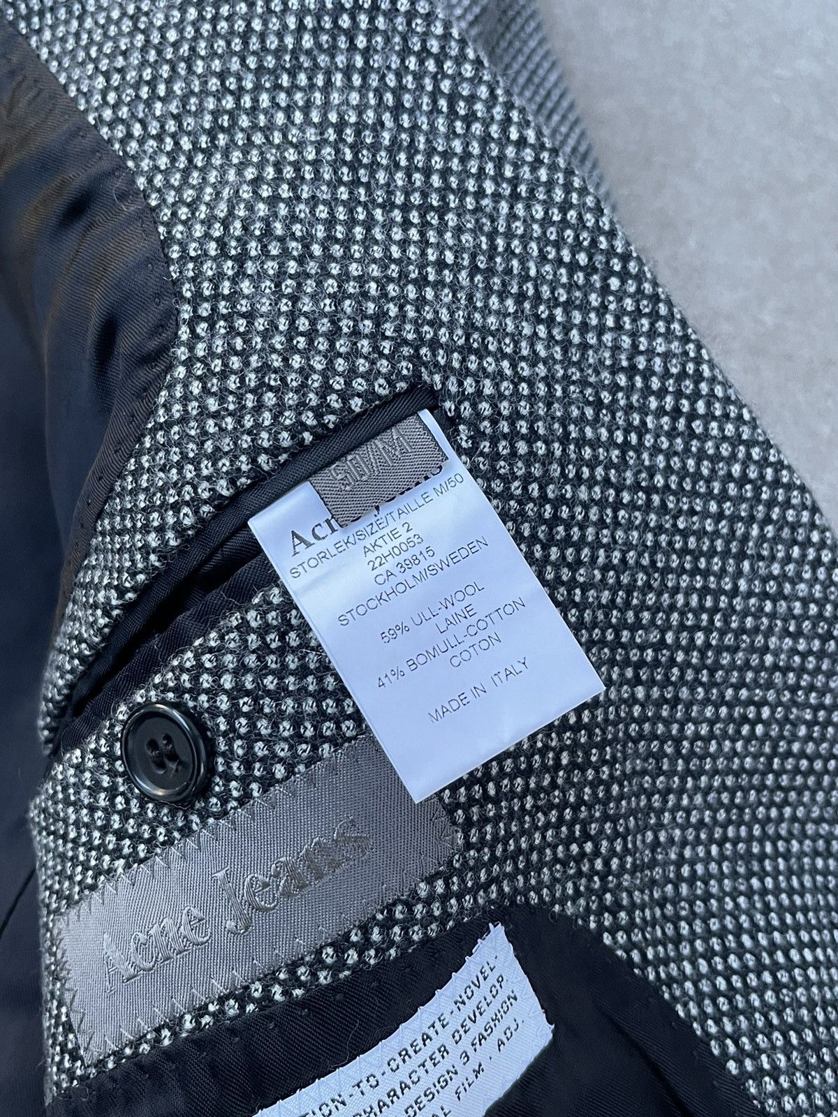 Acne Studios Acne Jeans Black White Grey Wool Blazer Size US M / EU 48-50 / 2 - 18 Thumbnail