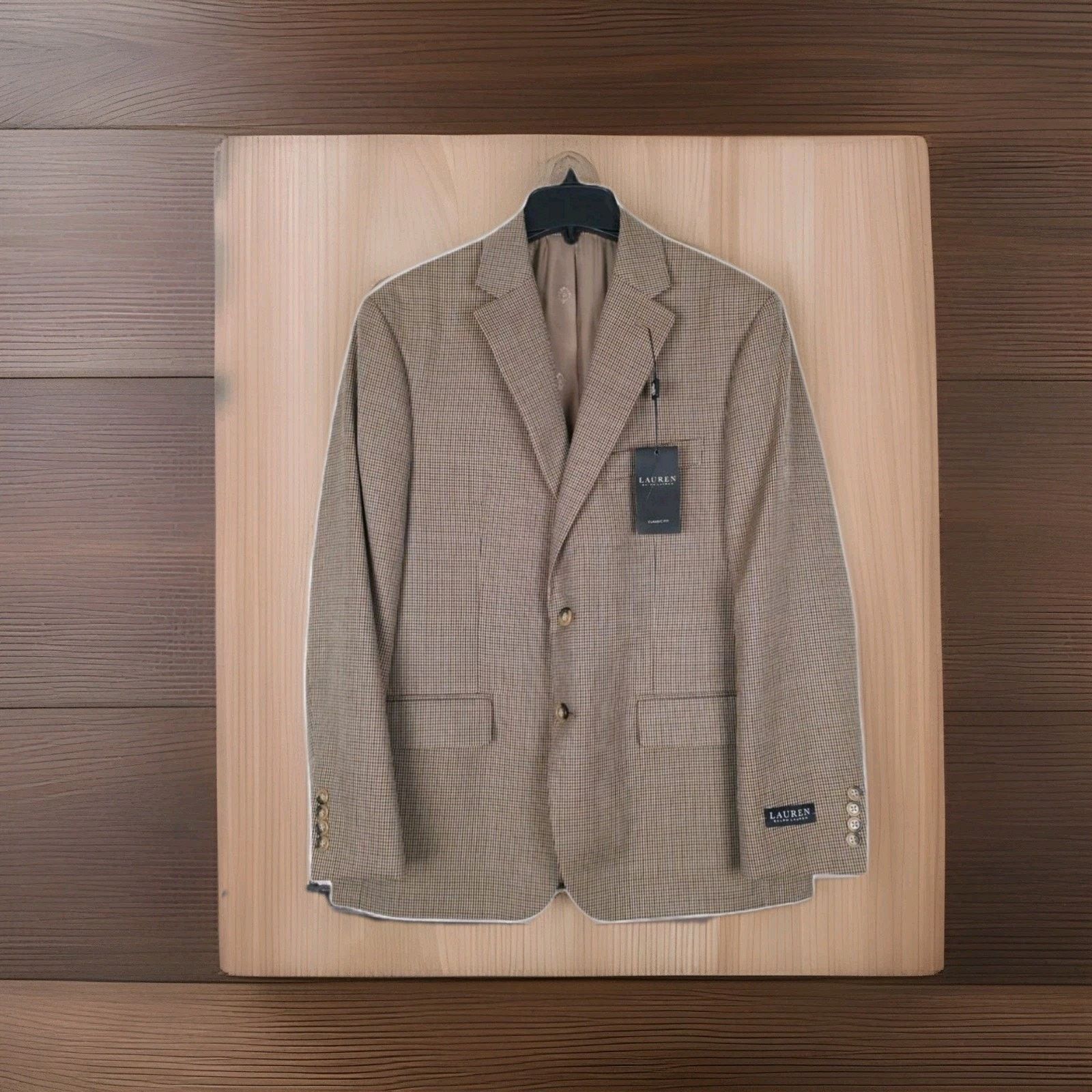 Lauren Ralph Lauren Ralph Lauren LRL Men Blazer Sport Coat Plaid Brown/blue 42R Size 42R - 1 Thumbnail