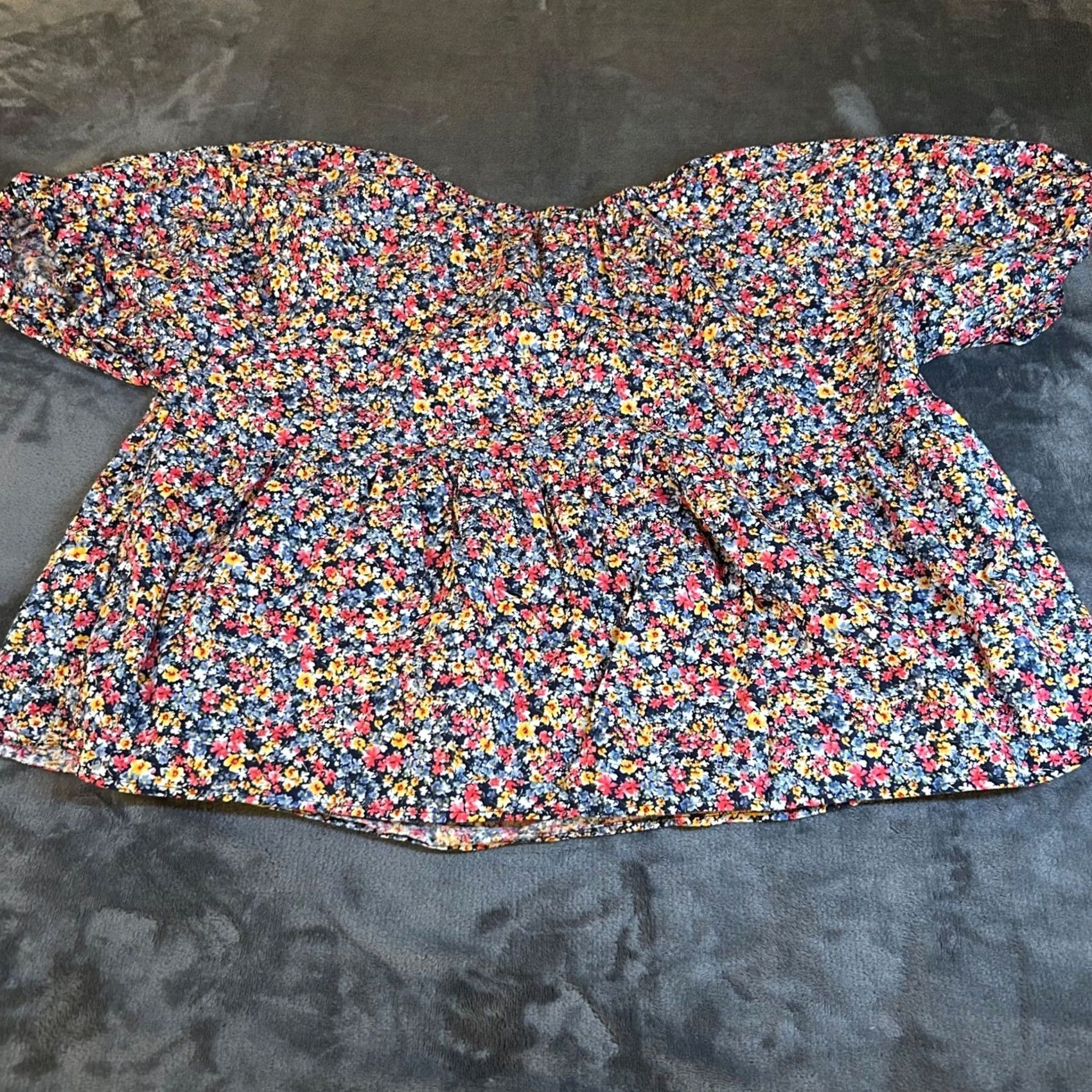 Old Navy Old Navy Multicolor Floral Print Short Sleeve Blouse Womens XL Blouse Tunic Lightweight Cotton Casual Top Size XL / US 12-14 / IT 48-50 - 3 Thumbnail